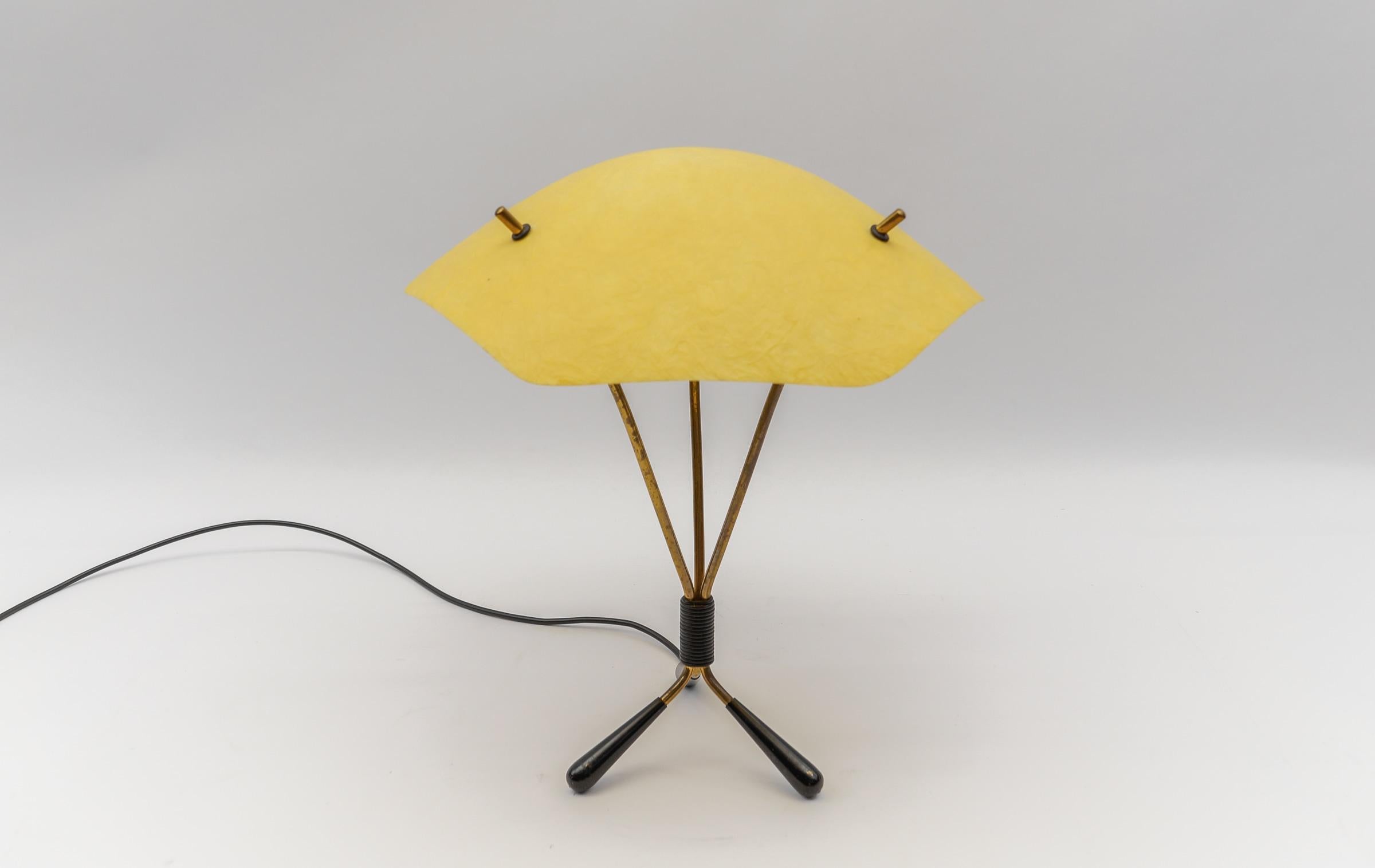 Mid-Century Brass and Fiberglass Table Lamp, 1950s In Good Condition For Sale In Nürnberg, Bayern