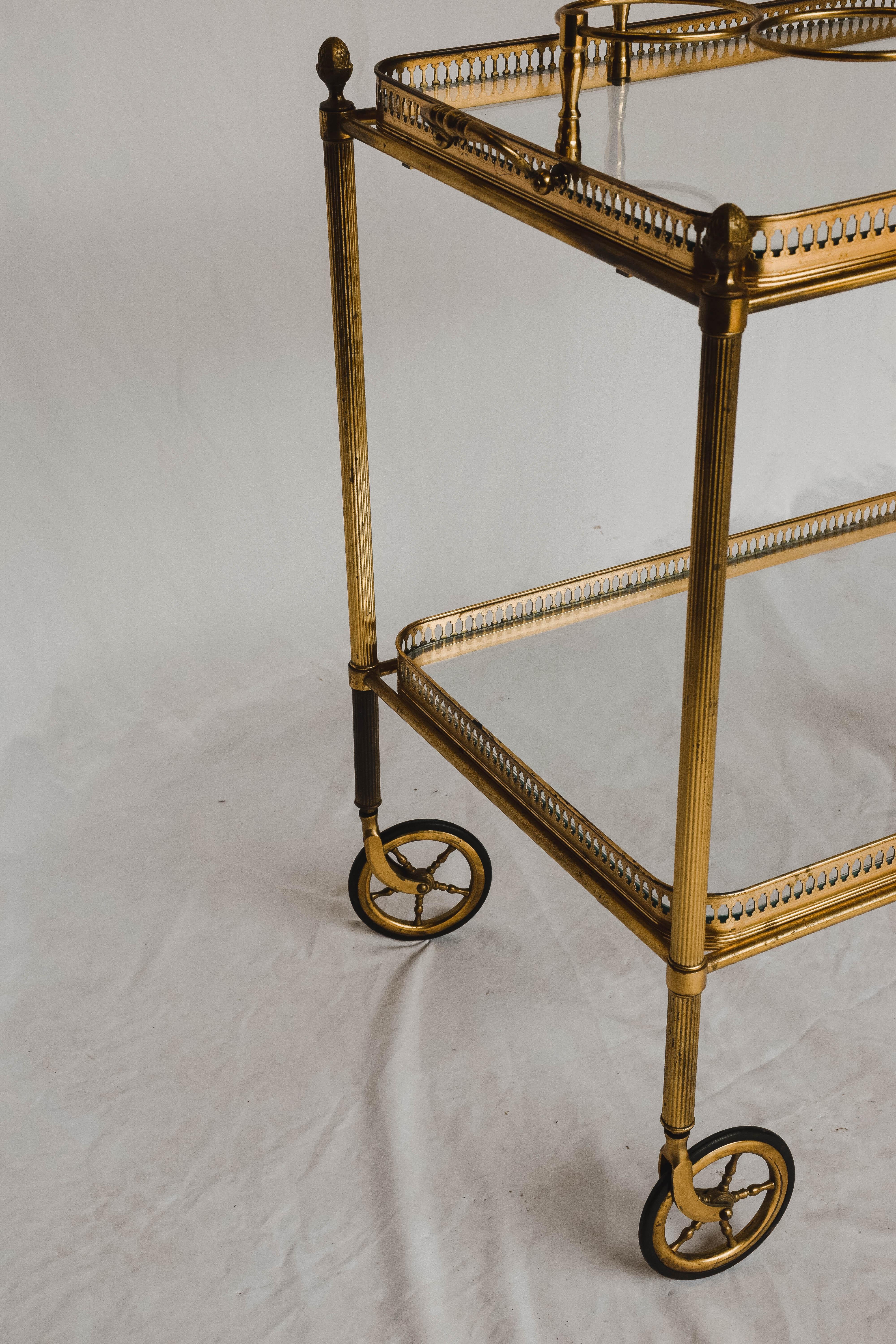 Midcentury Brass and Glass Bar Cart 8