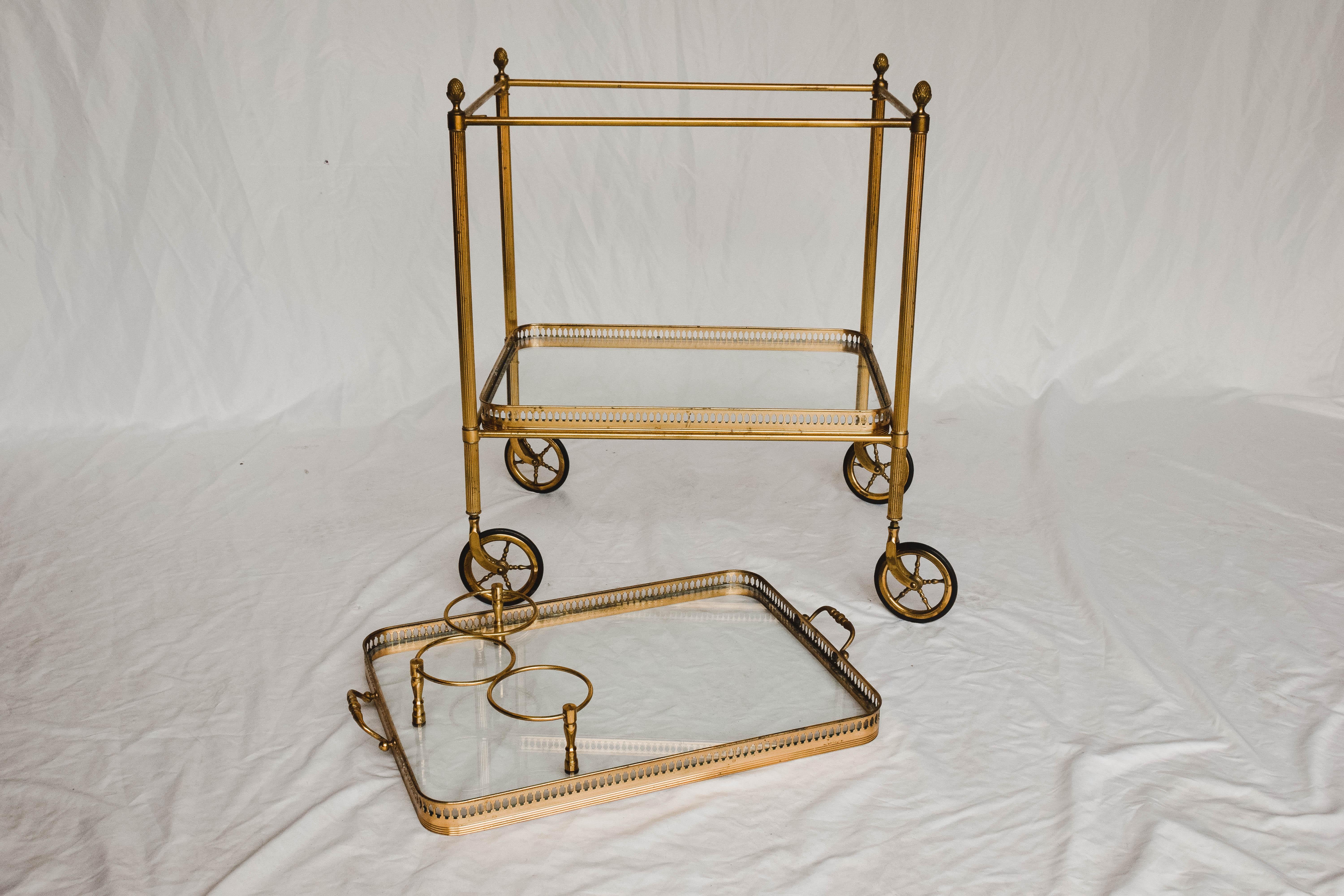 Midcentury Brass and Glass Bar Cart 9