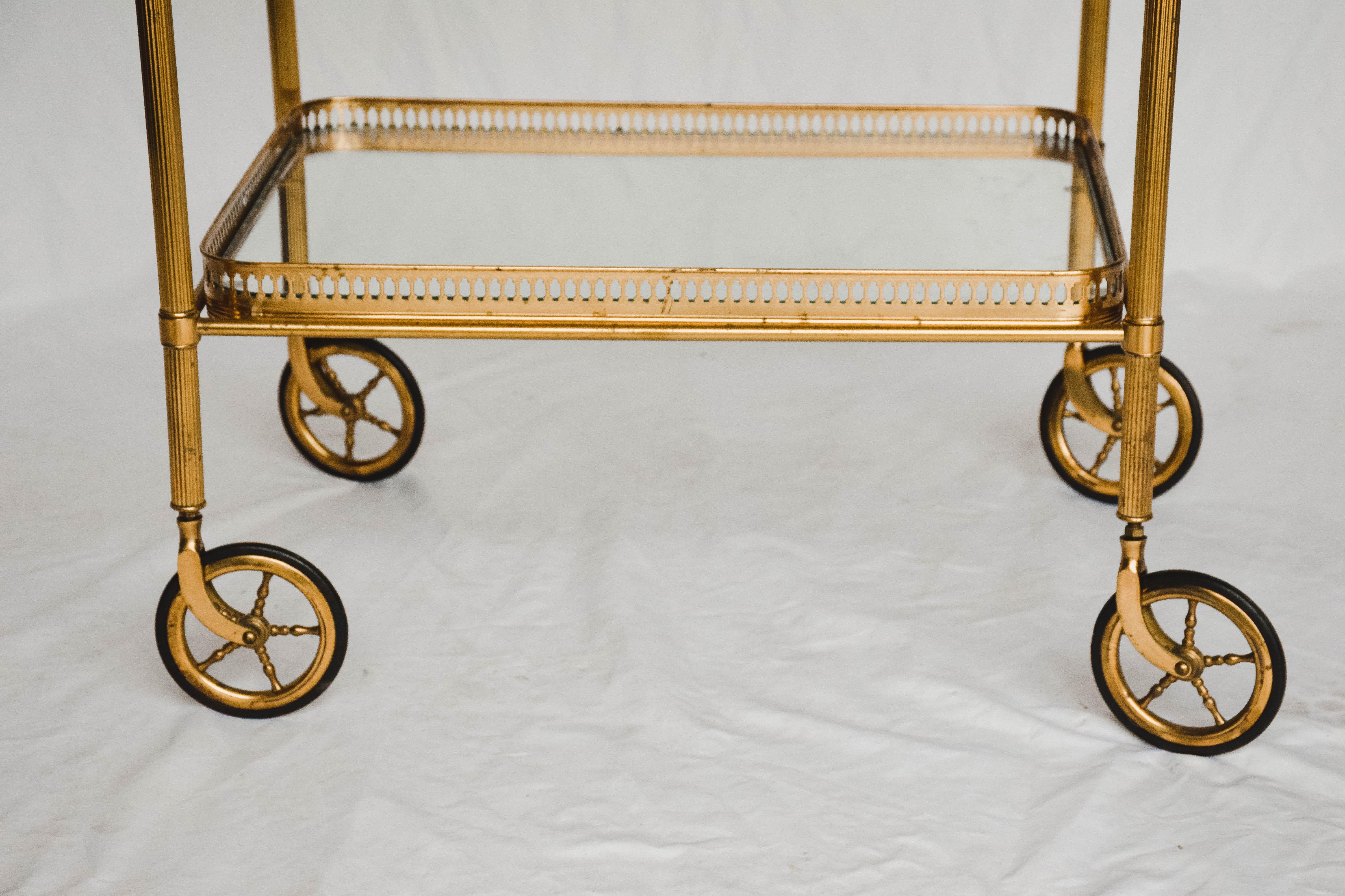 Midcentury Brass and Glass Bar Cart 11