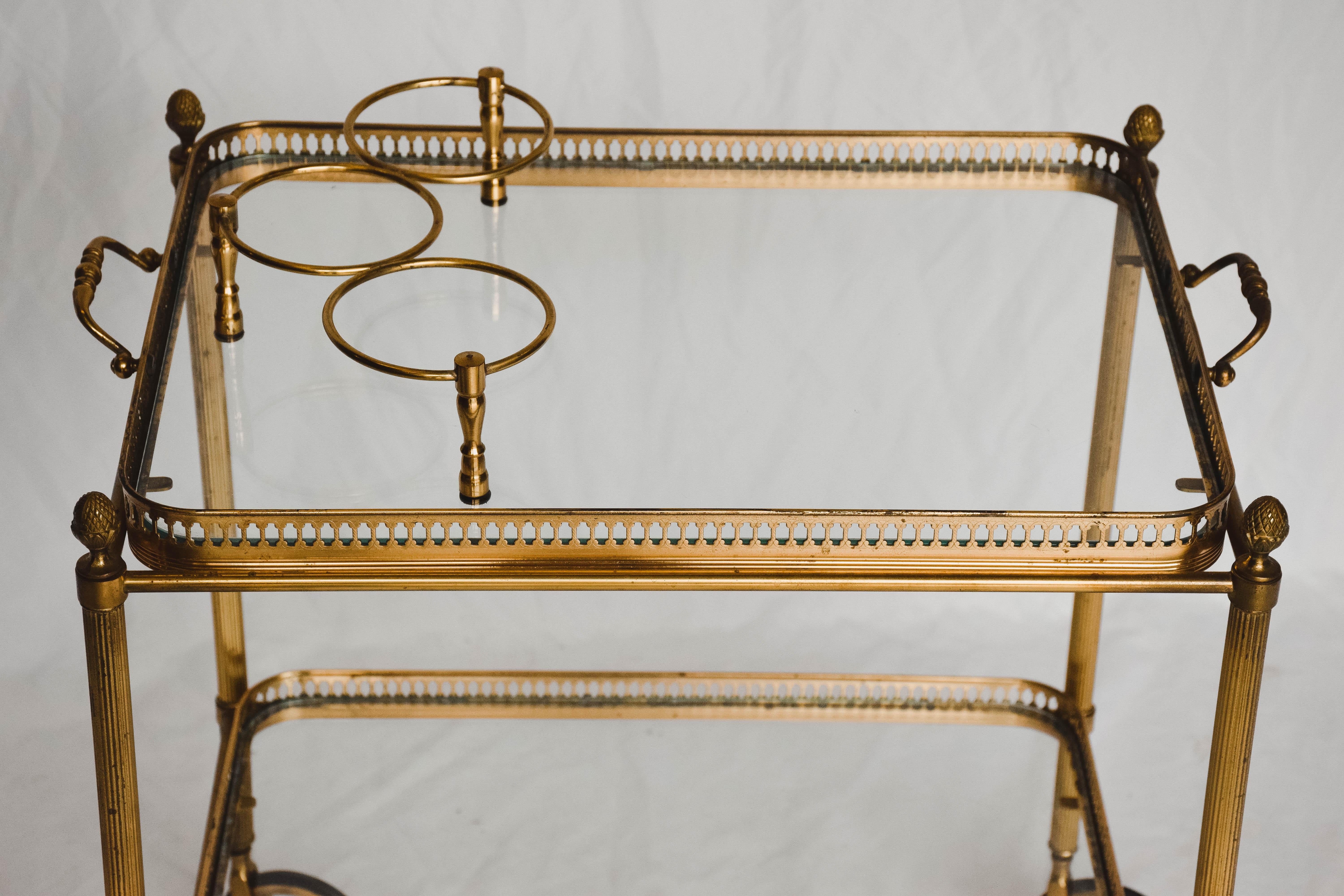 Midcentury Brass and Glass Bar Cart 12