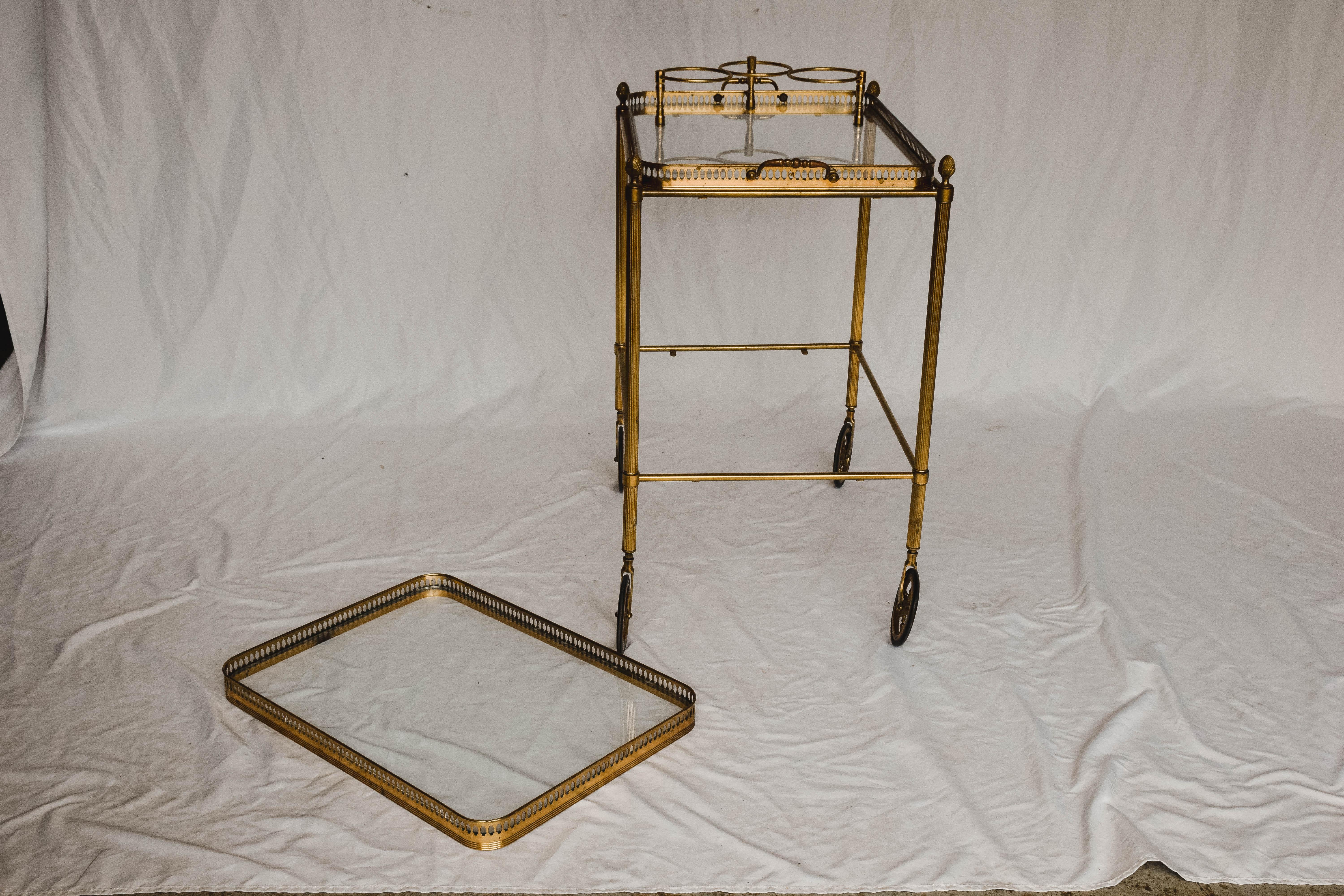 Midcentury Brass and Glass Bar Cart 1