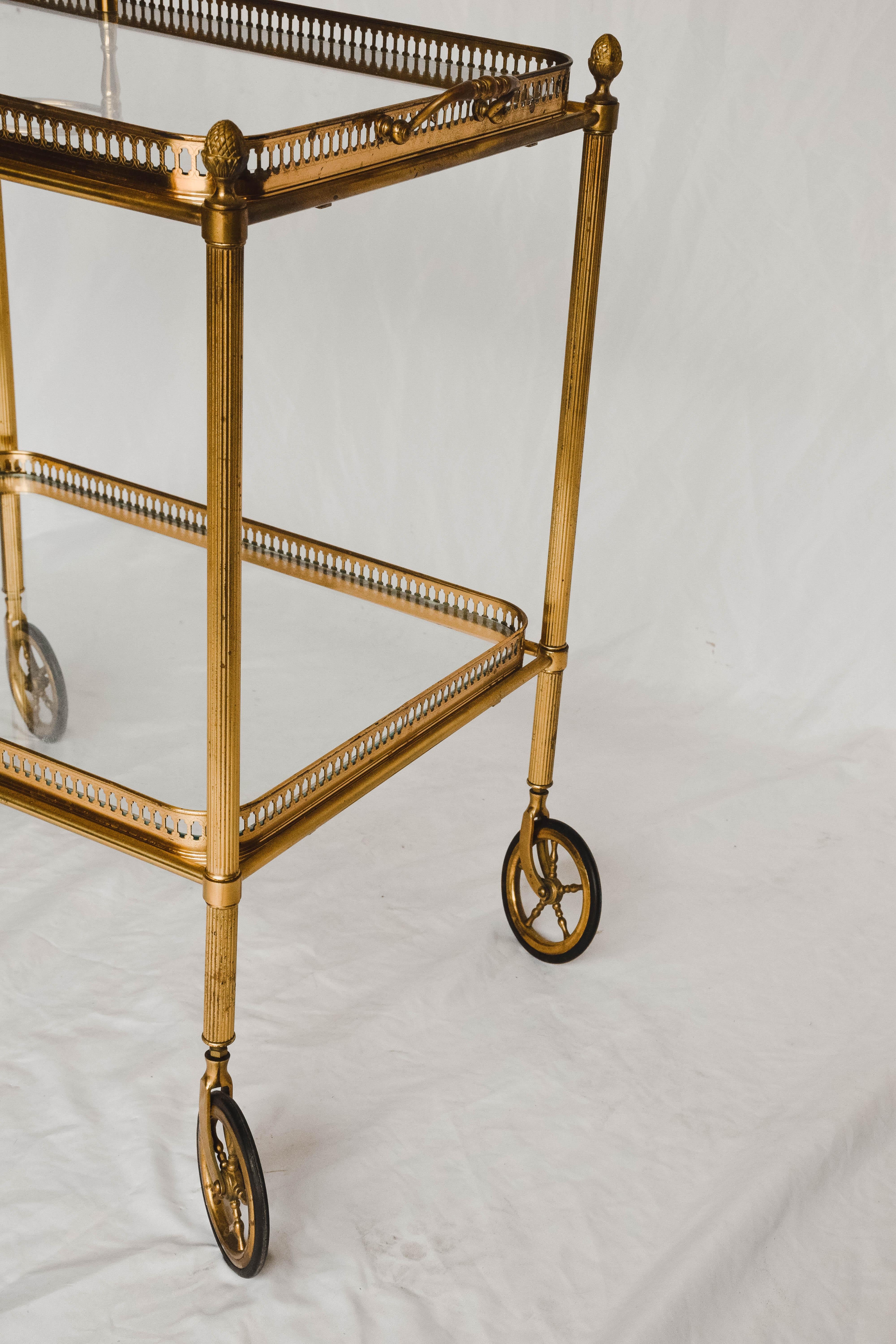 Midcentury Brass and Glass Bar Cart 1