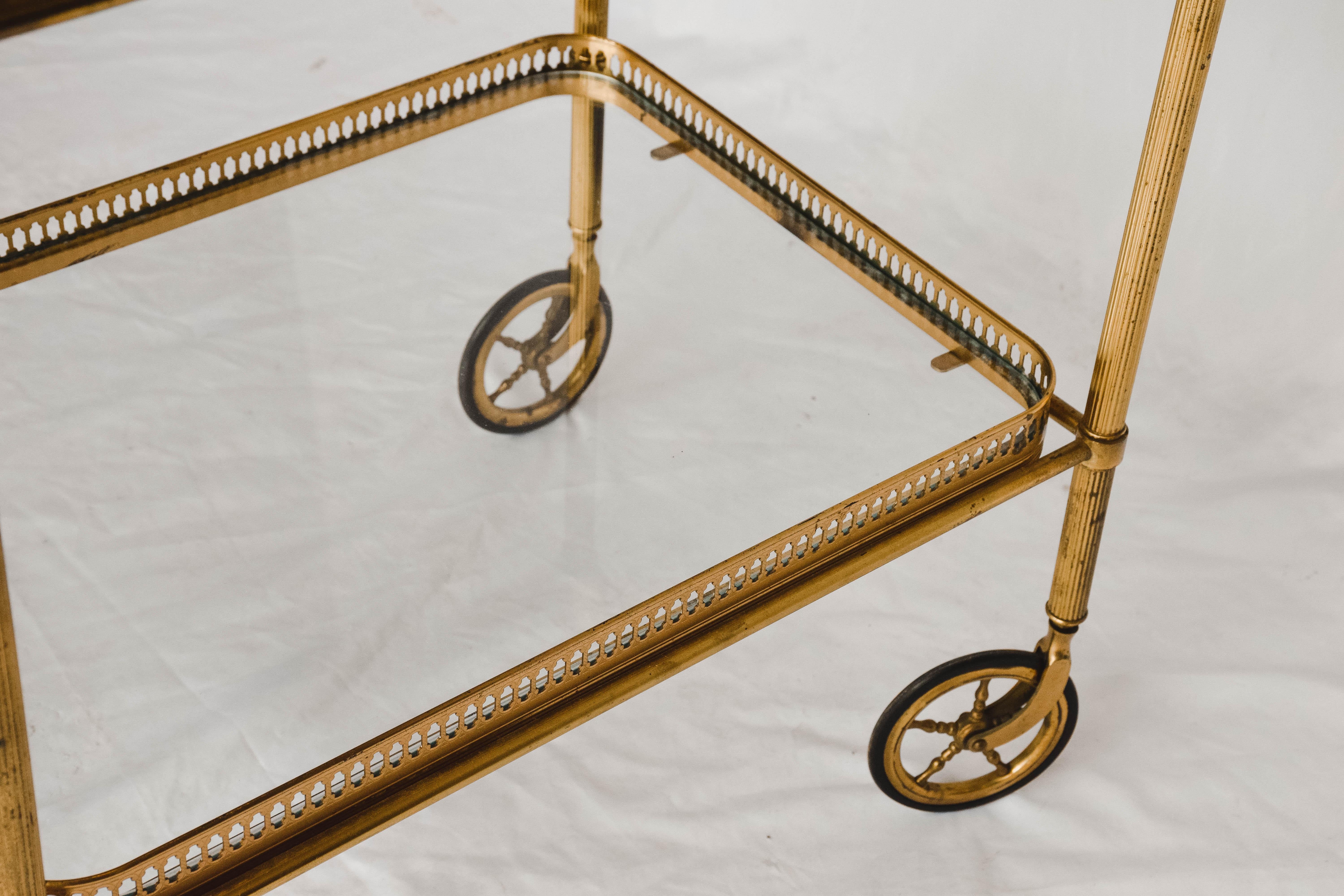 Midcentury Brass and Glass Bar Cart 3