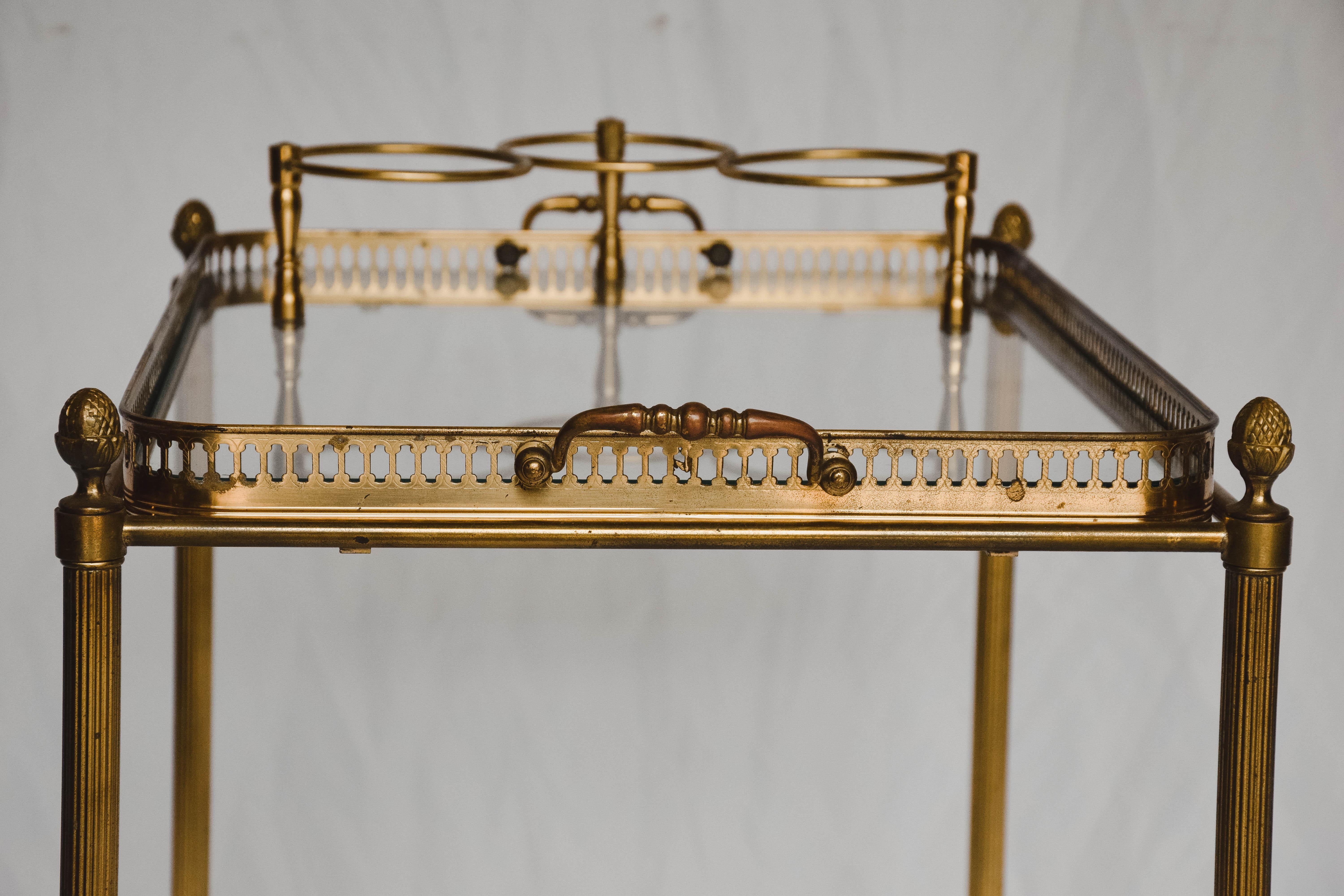 Midcentury Brass and Glass Bar Cart 3