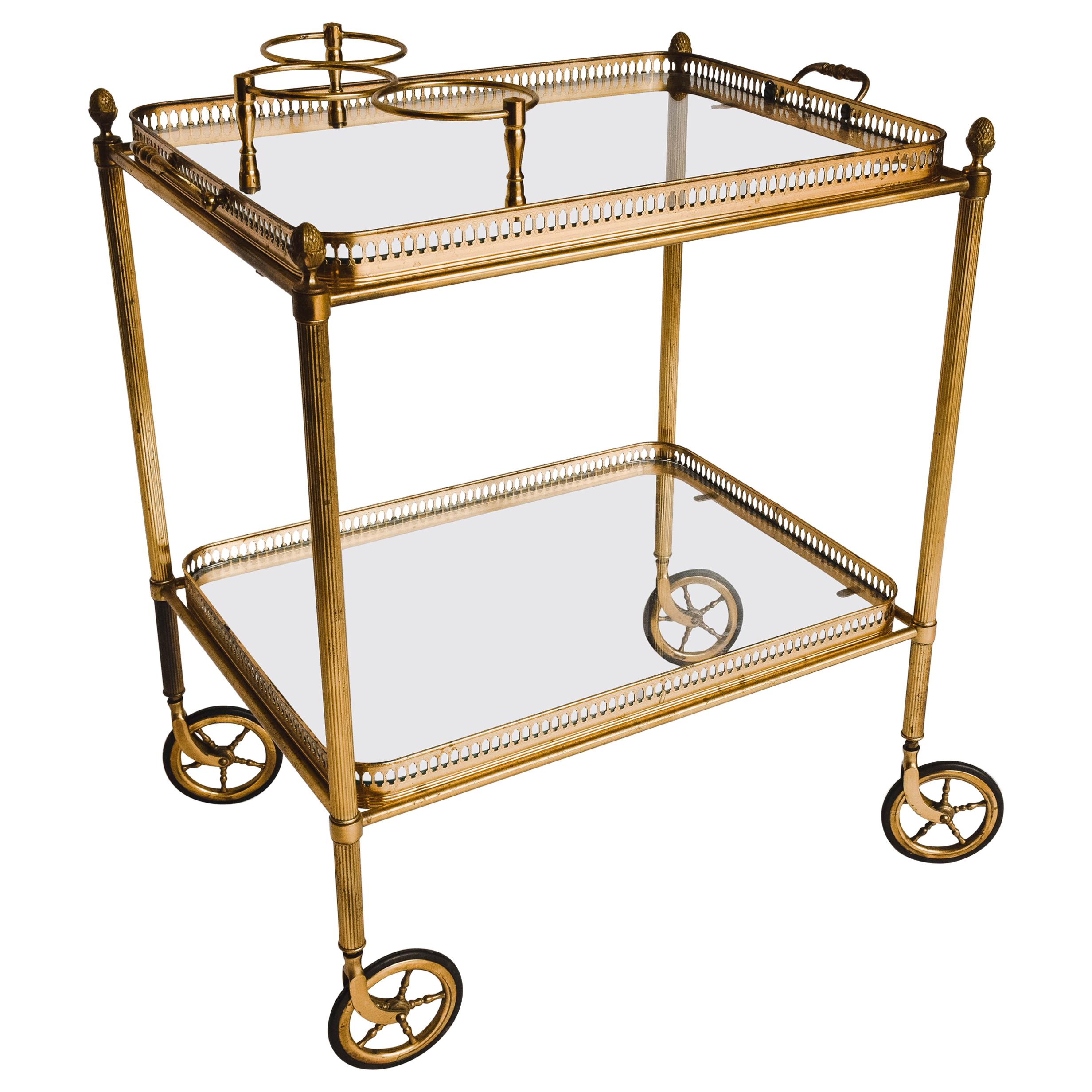 Midcentury Brass and Glass Bar Cart