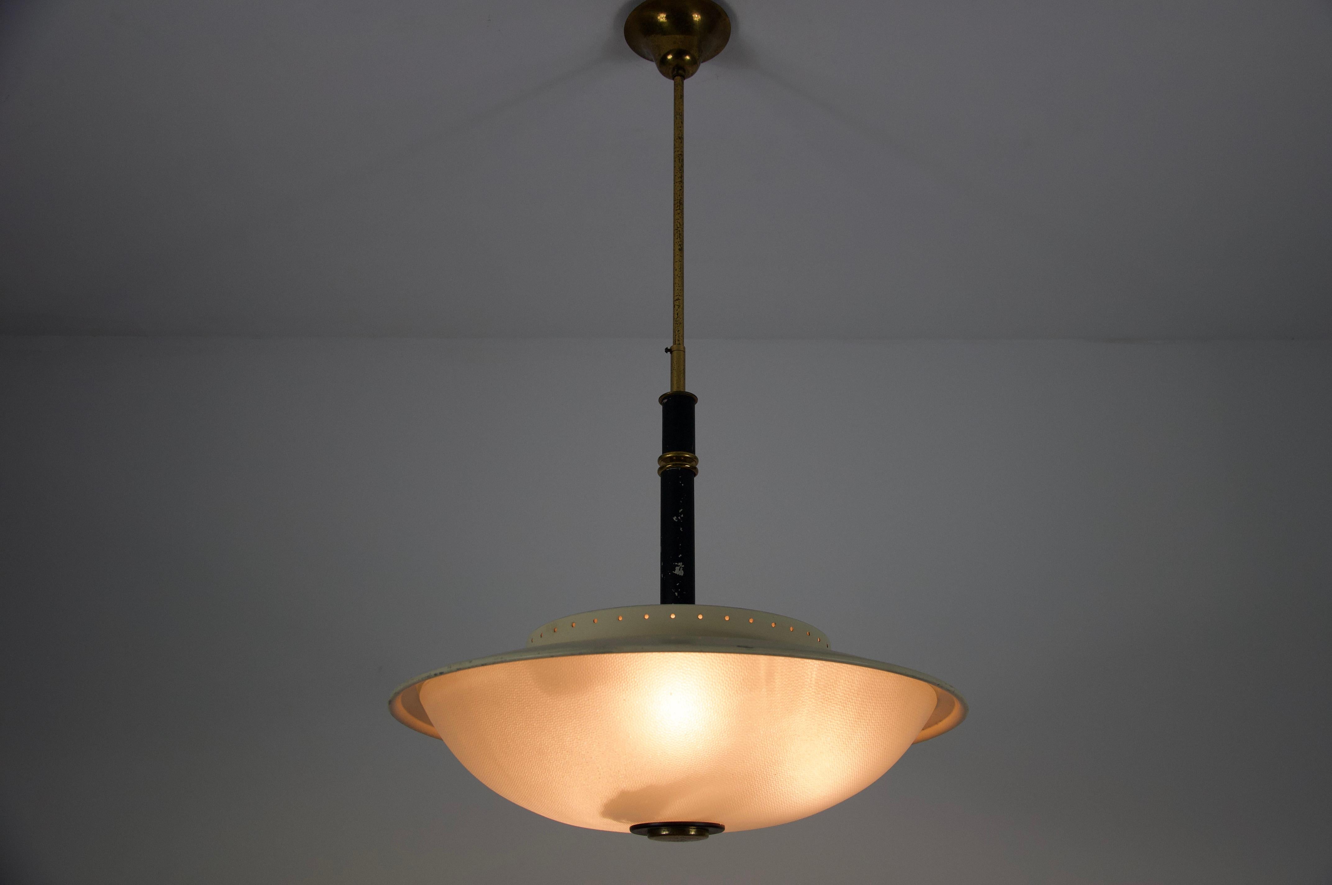 Mid-Century Brass and Glass Ceiling Lamp by Stilnovo, Italy, 1960s For Sale 9