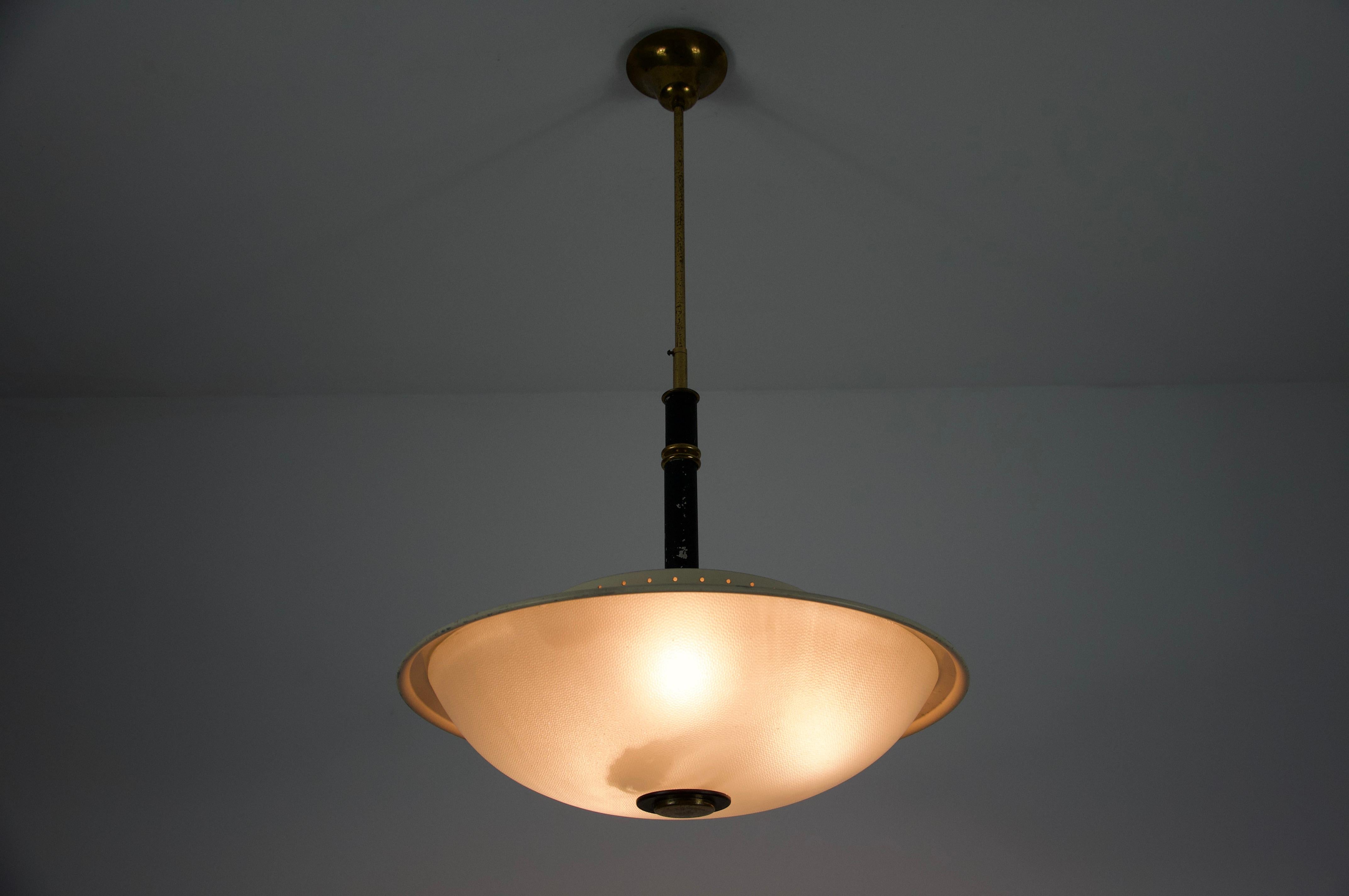 Mid-Century Brass and Glass Ceiling Lamp by Stilnovo, Italy, 1960s For Sale 10