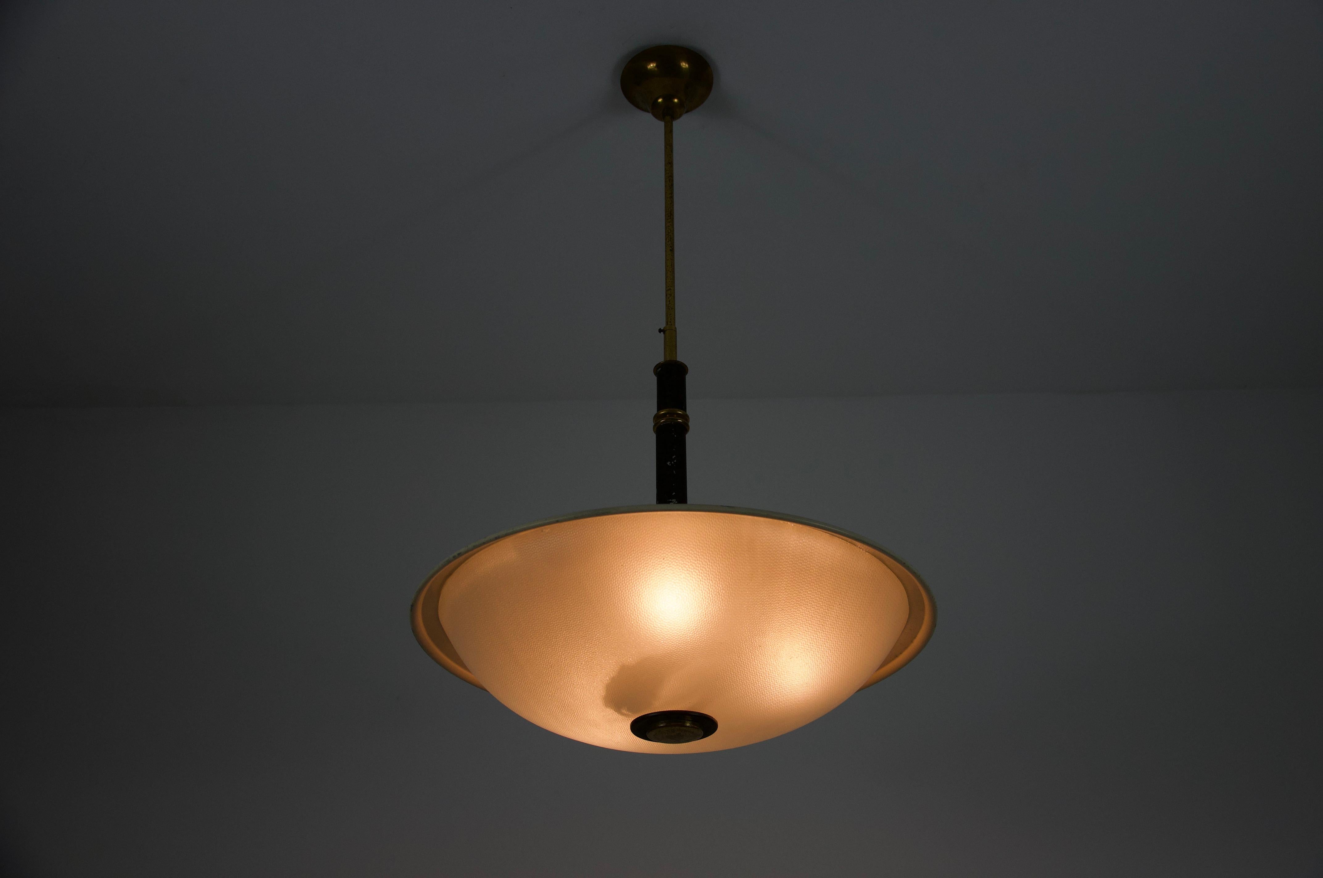 Mid-Century Brass and Glass Ceiling Lamp by Stilnovo, Italy, 1960s For Sale 11
