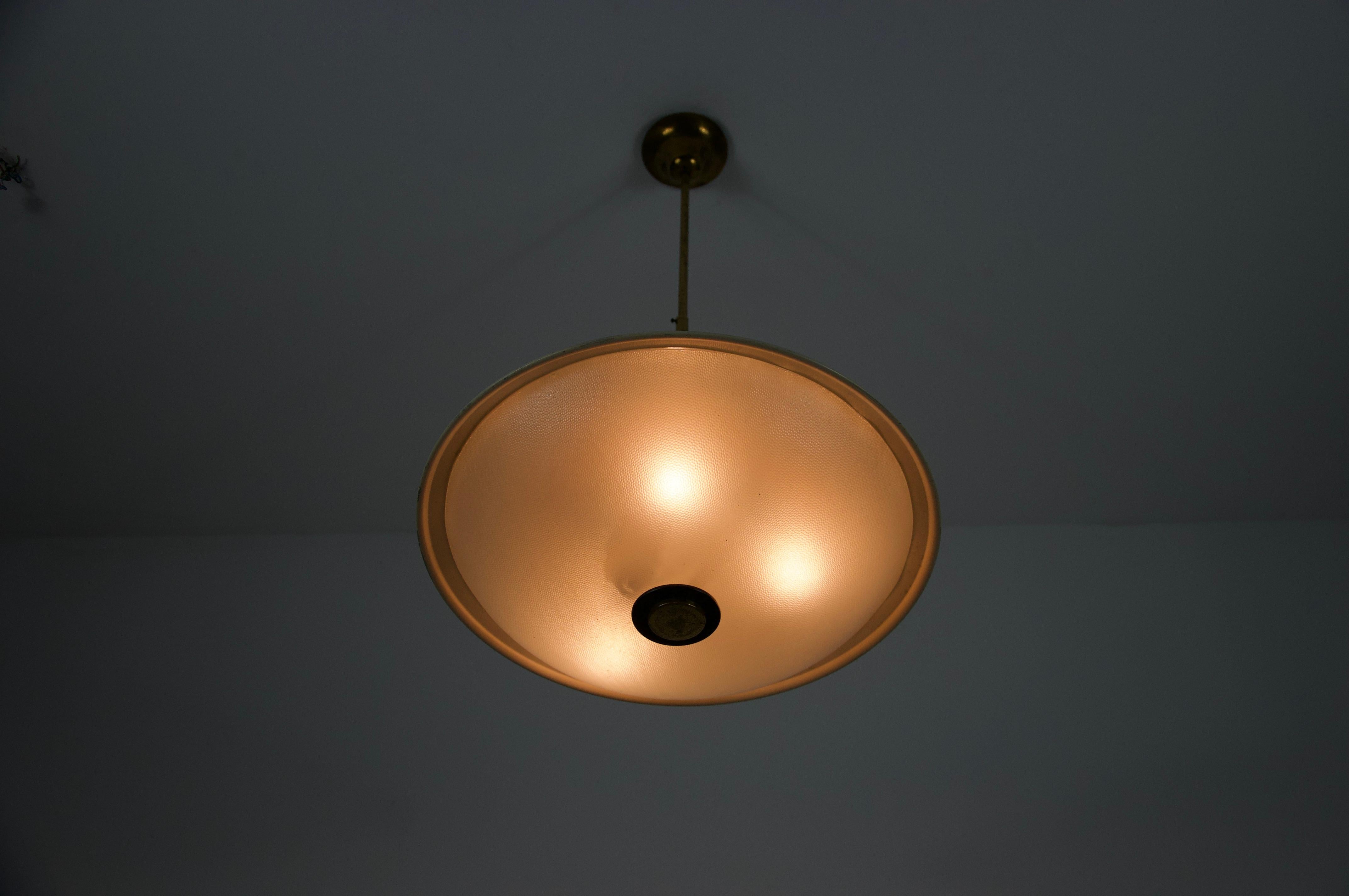 Mid-Century Brass and Glass Ceiling Lamp by Stilnovo, Italy, 1960s For Sale 12