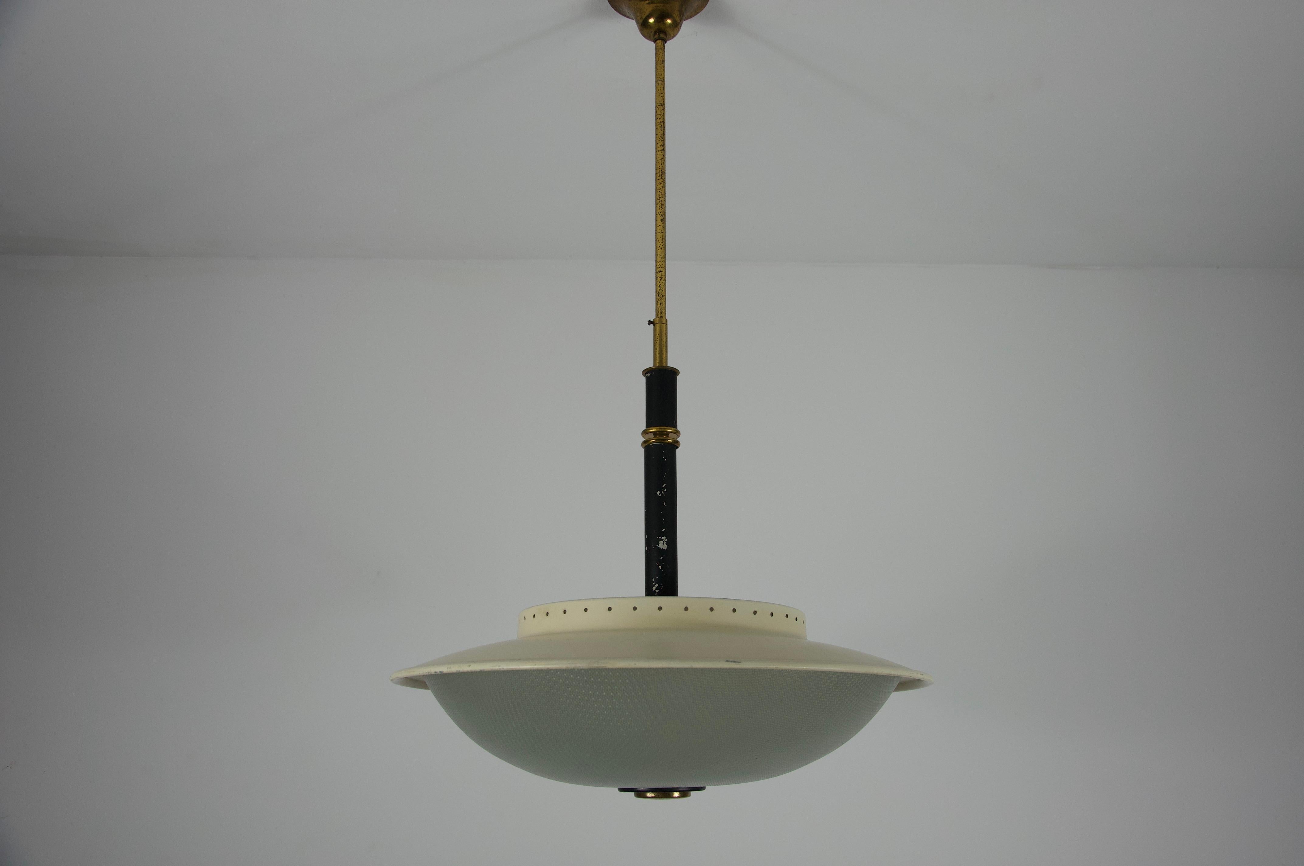 Mid-Century Modern Mid-Century Brass and Glass Ceiling Lamp by Stilnovo, Italy, 1960s For Sale