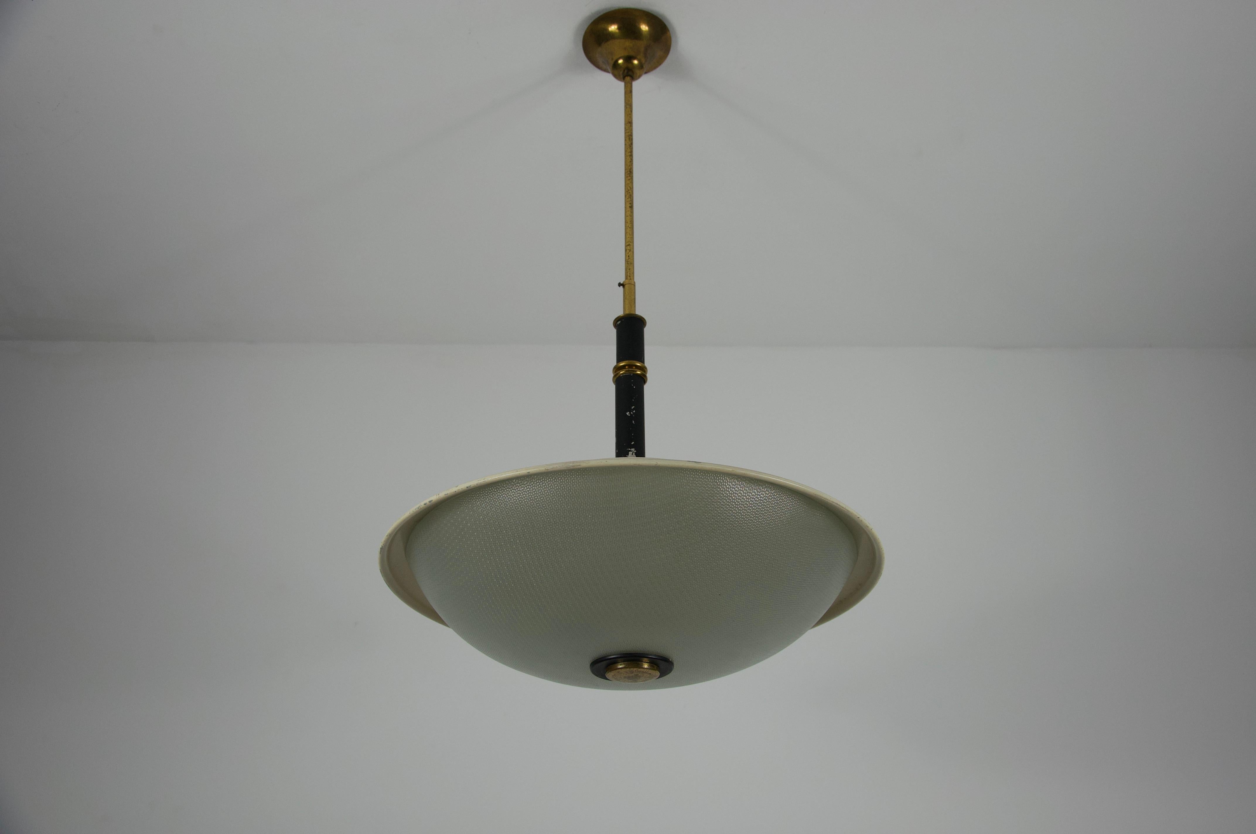 Mid-20th Century Mid-Century Brass and Glass Ceiling Lamp by Stilnovo, Italy, 1960s For Sale