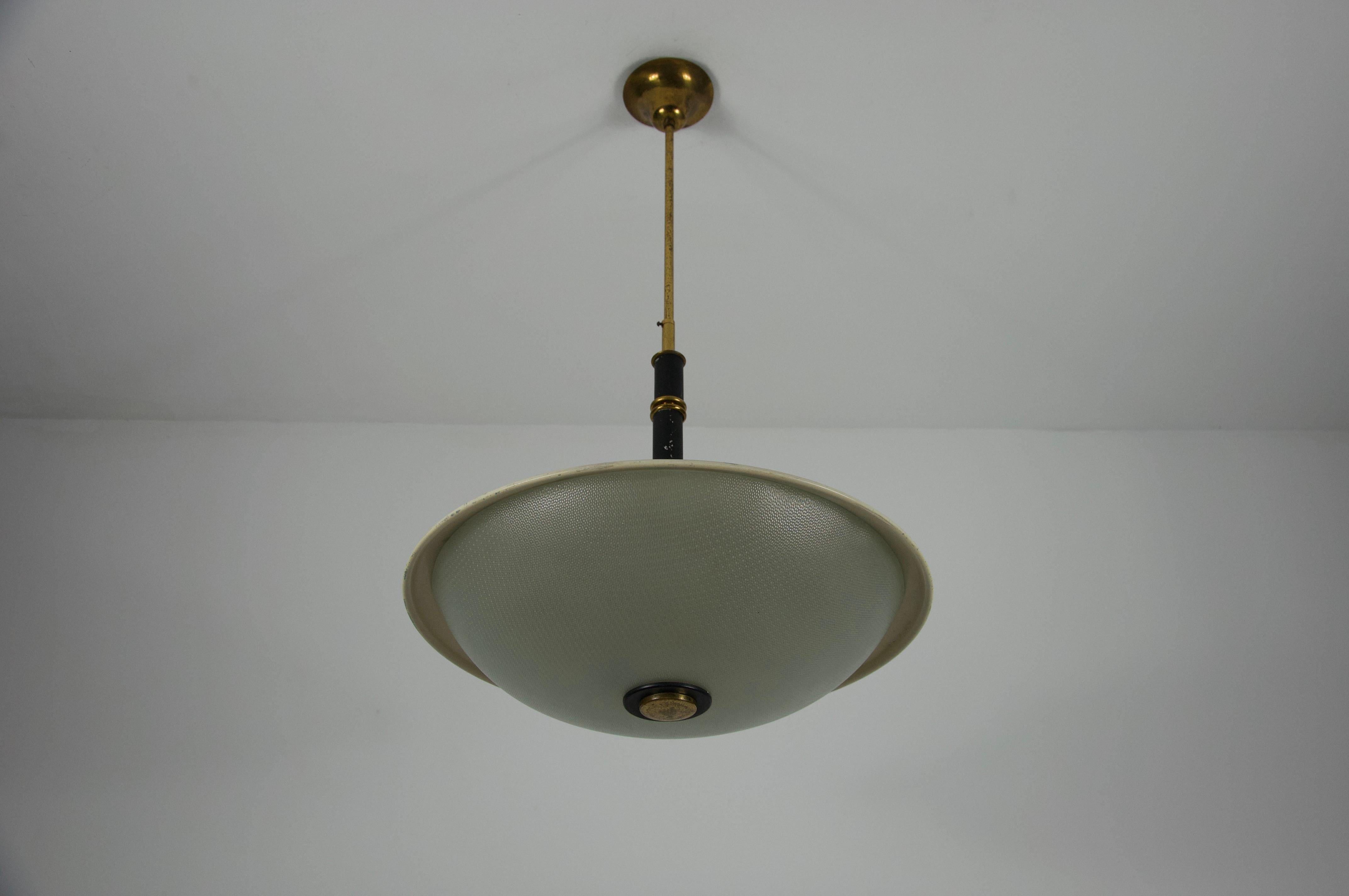 Metal Mid-Century Brass and Glass Ceiling Lamp by Stilnovo, Italy, 1960s For Sale