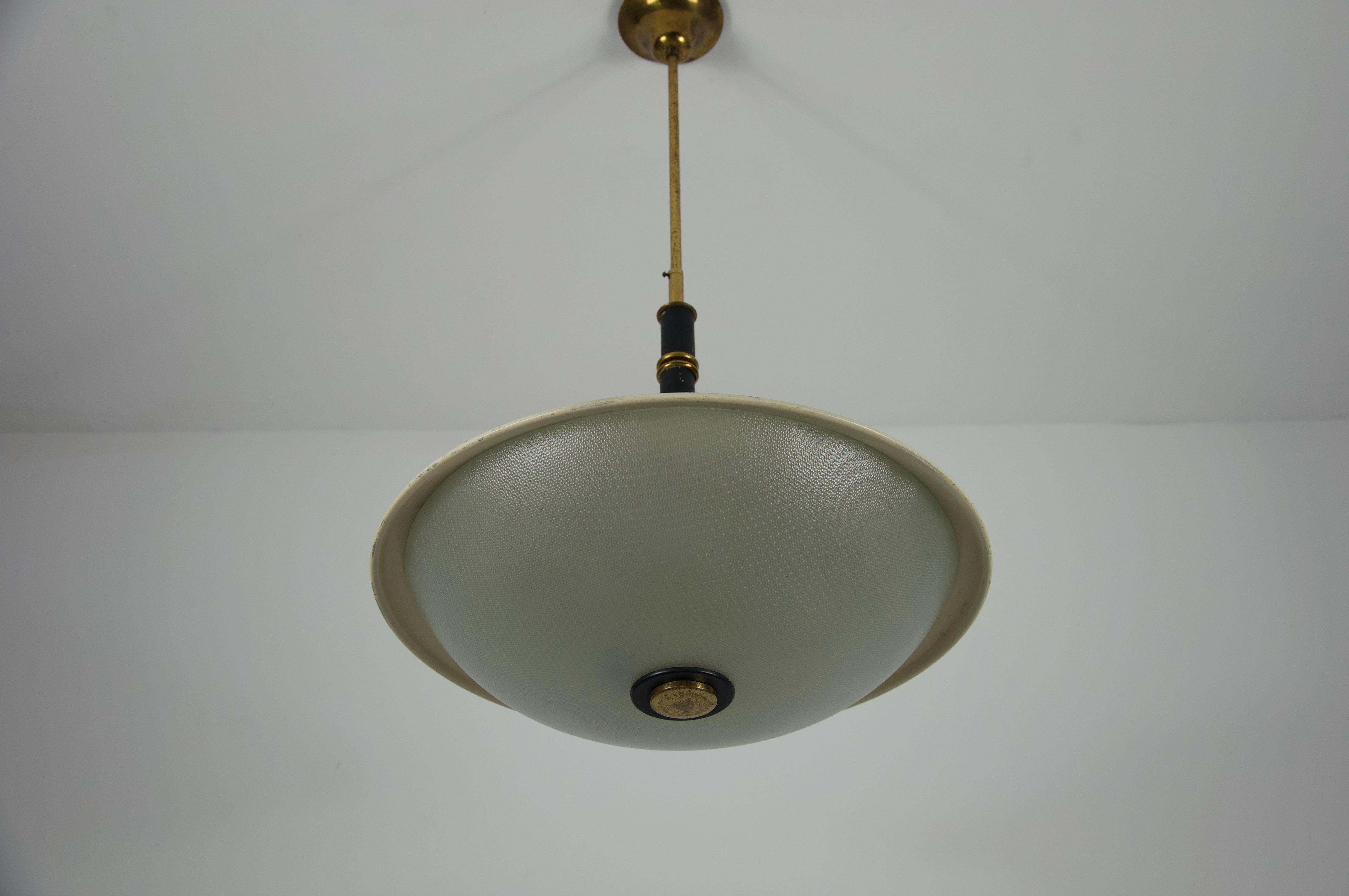 Mid-Century Brass and Glass Ceiling Lamp by Stilnovo, Italy, 1960s For Sale 2
