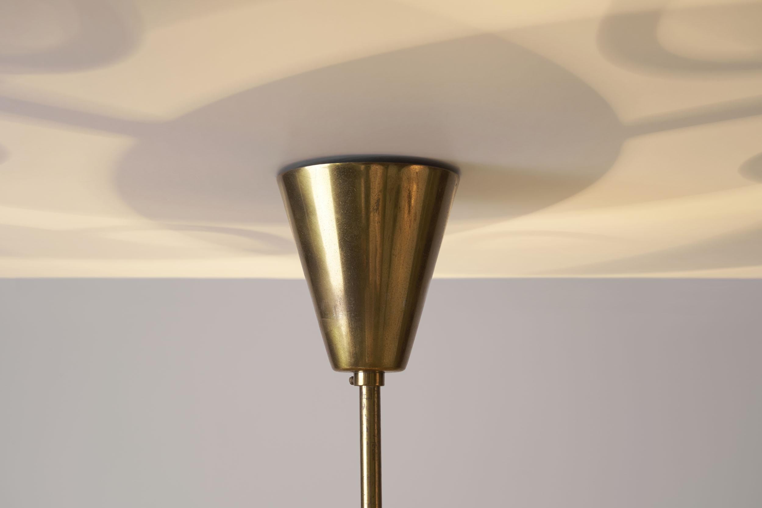 Mid-Century Brass and Glass Ceiling Lamp, Scandinavia, 1950s 2