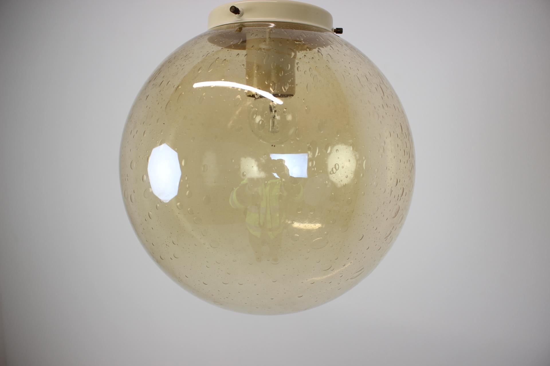 Late 20th Century Mid-Century Brass and Glass Chandelier by Valasske Mezirici, 1970's For Sale
