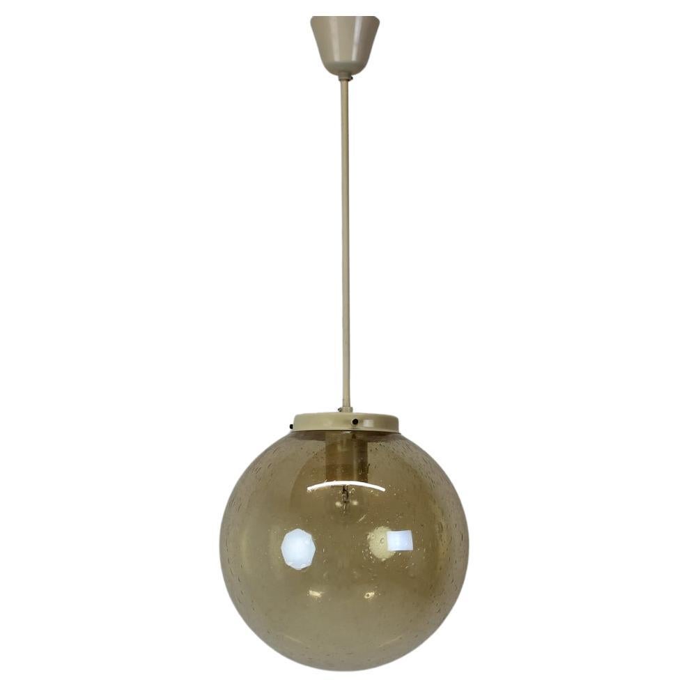 Mid-Century Brass and Glass Chandelier by Valasske Mezirici, 1970's For Sale