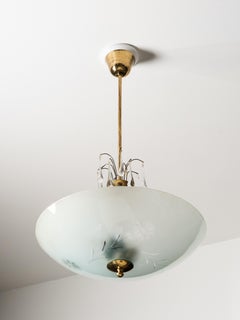 Mid-Century Brass and Glass Chandelier Model 2517 by Valinte, Finland