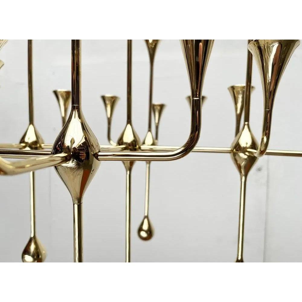 Mid-Century Modern Mid-Century Brass and Glass Clear Drops Oil Lamp or Candleholder, 1960s For Sale