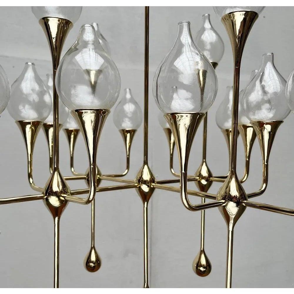 Mid-Century Brass and Glass Clear Drops Oil Lamp or Candleholder, 1960s For Sale 2