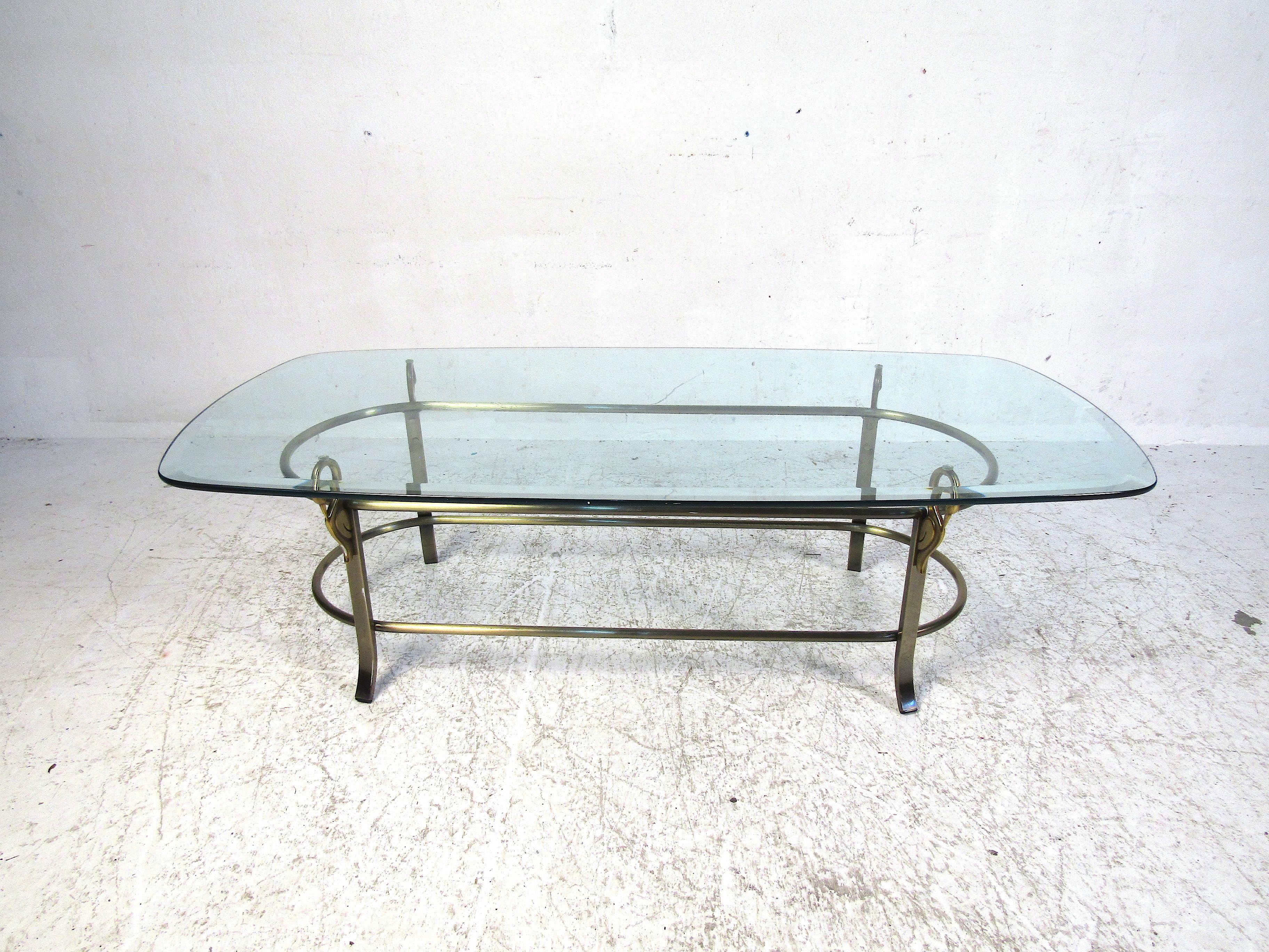Mid-Century Modern Midcentury Brass and Glass Coffee Table