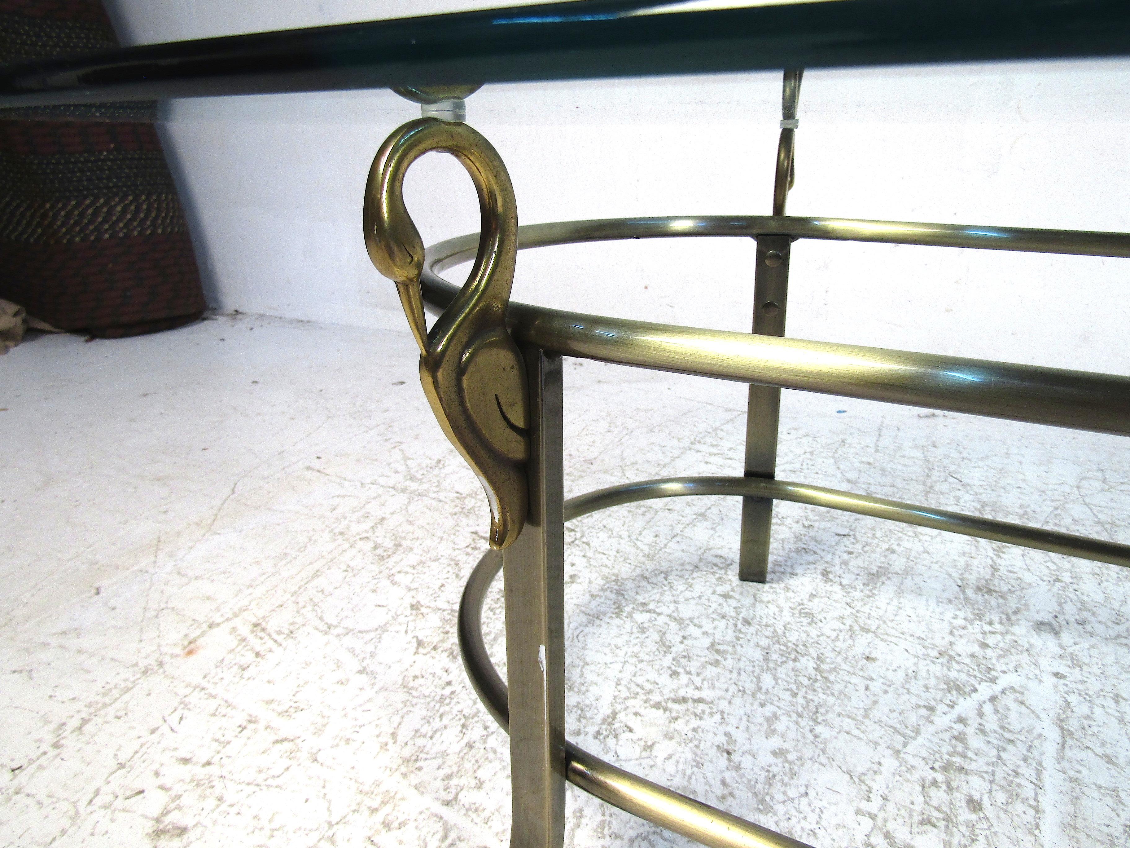 Midcentury Brass and Glass Coffee Table In Good Condition In Brooklyn, NY