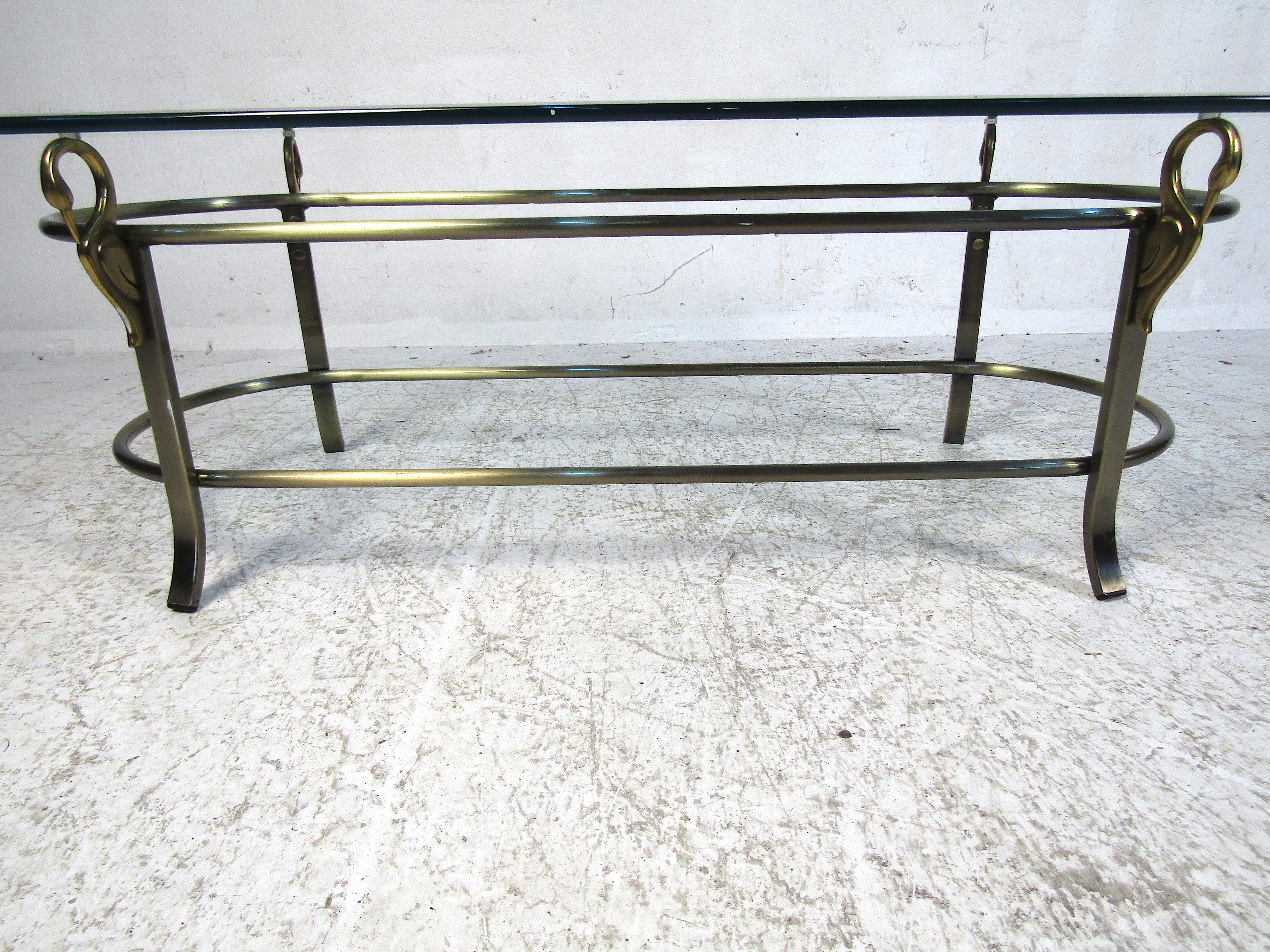 20th Century Midcentury Brass and Glass Coffee Table