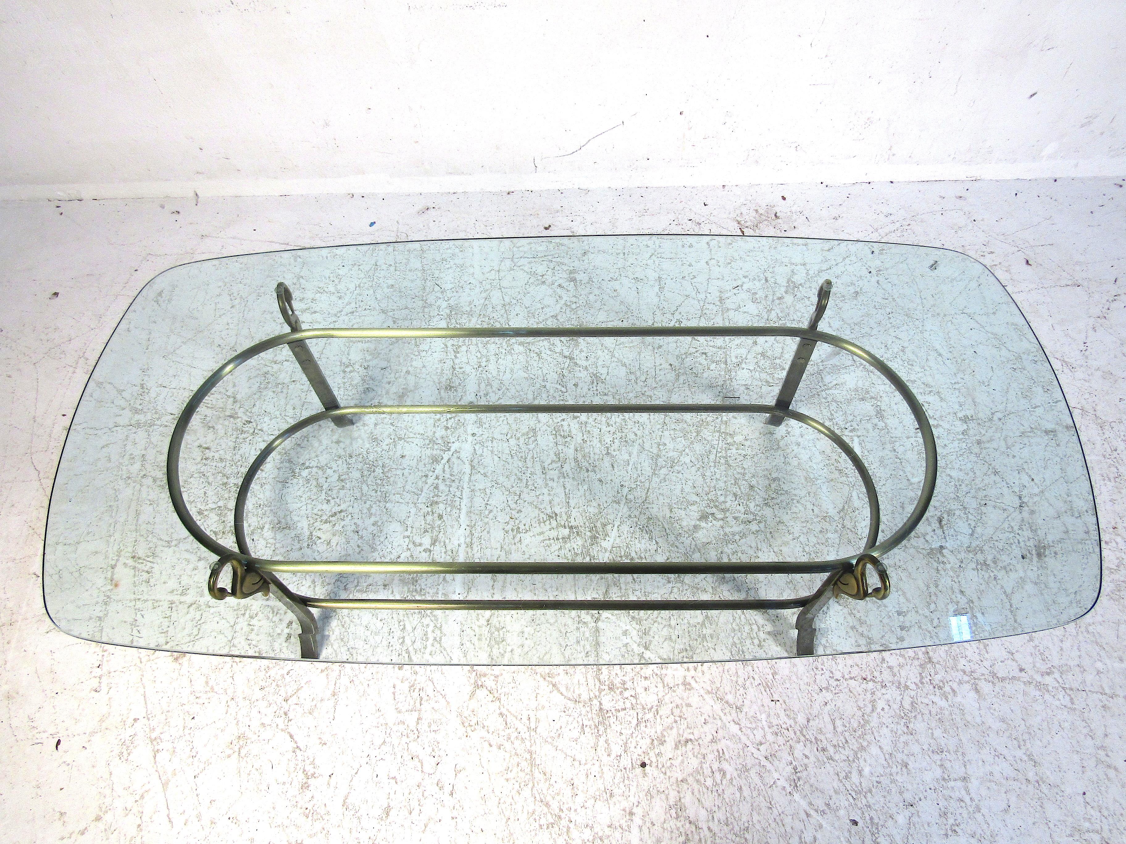 Midcentury Brass and Glass Coffee Table 1