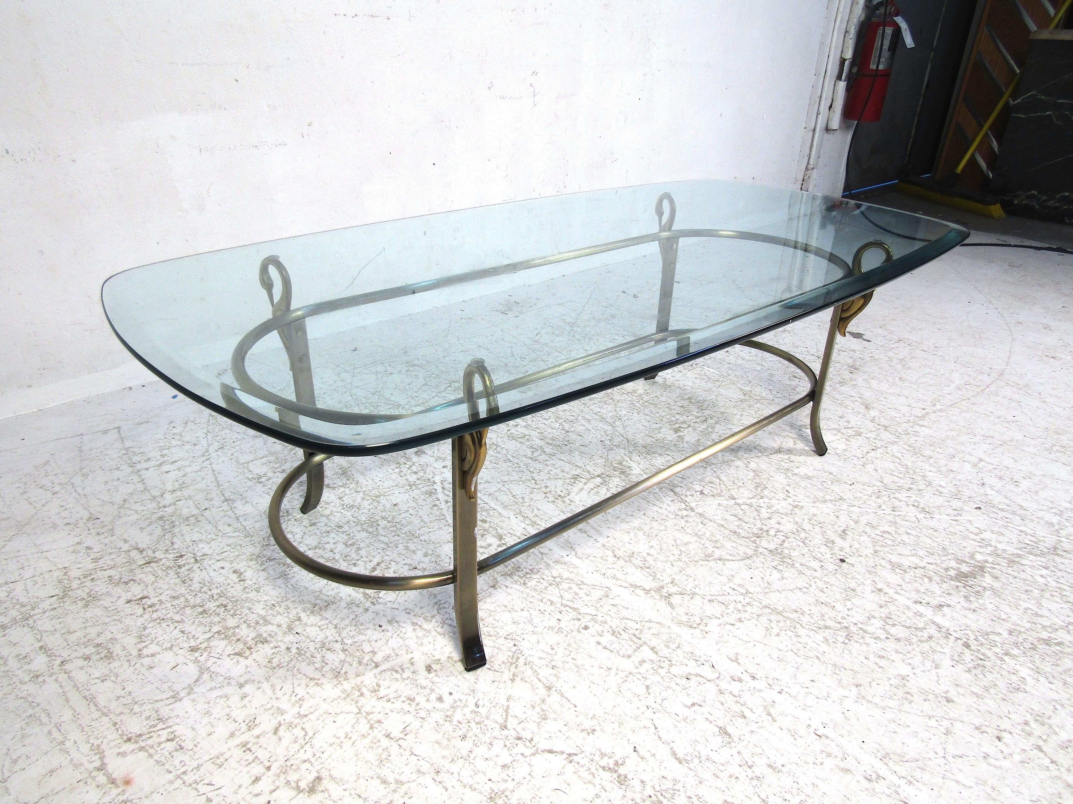 Midcentury Brass and Glass Coffee Table 2