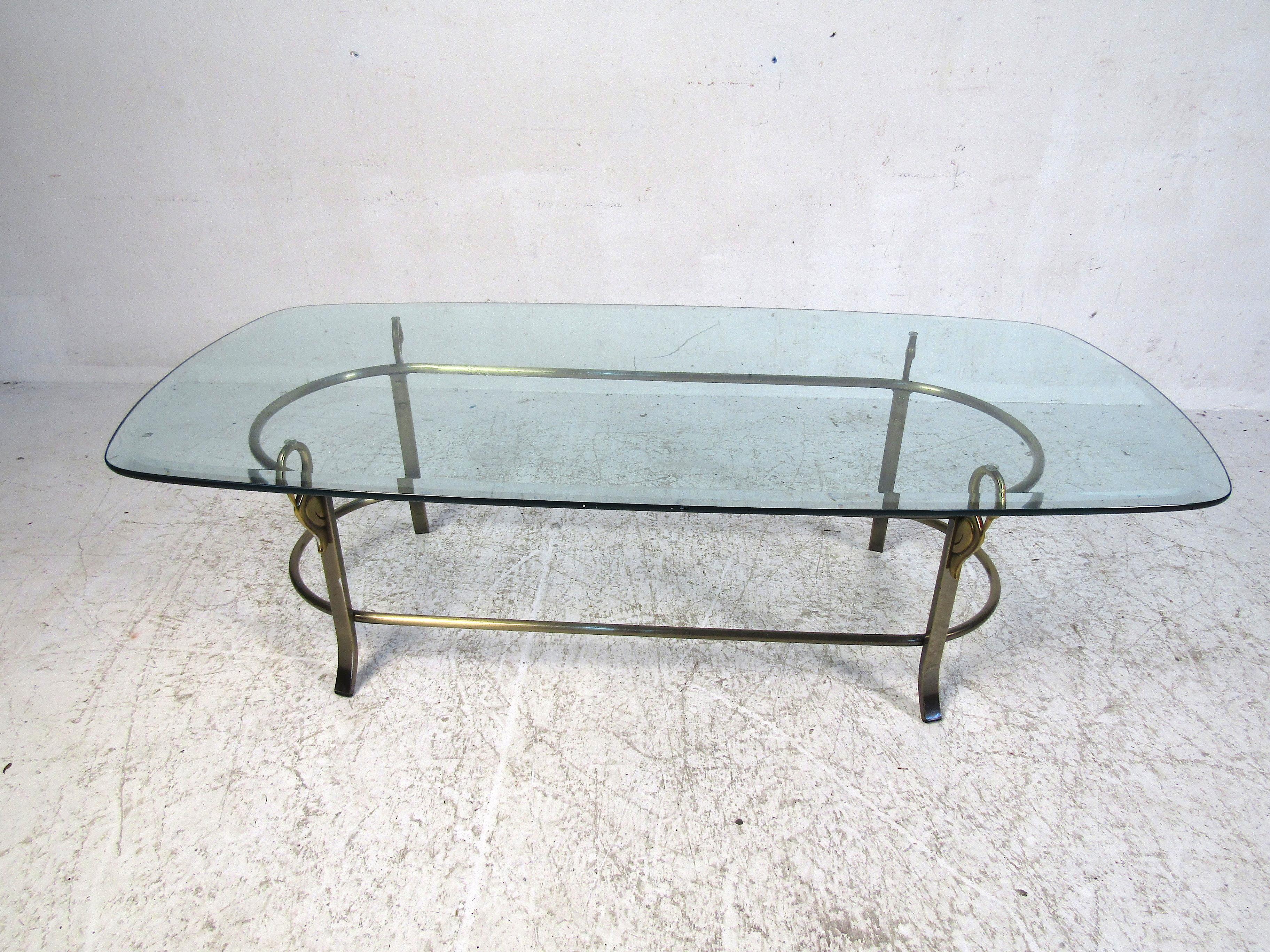 Midcentury Brass and Glass Coffee Table 3