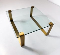 Mid-Century Brass and Glass Coffee Table, Ronald Schmitt, 1970s