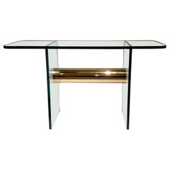 Mid Century Brass and Glass Console