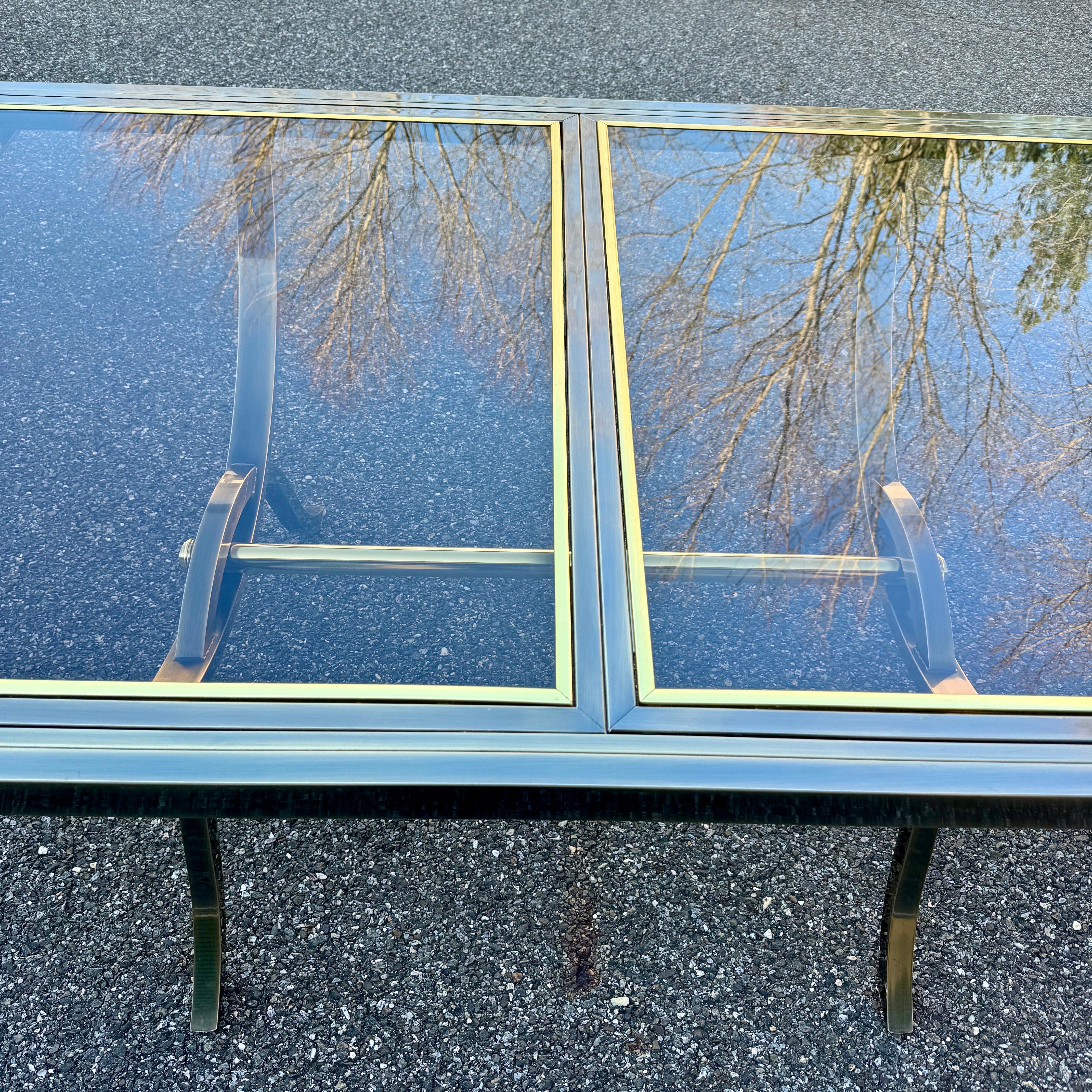 Mid-Century Brass and Glass Dining Table Milo Baughman for DIA  12