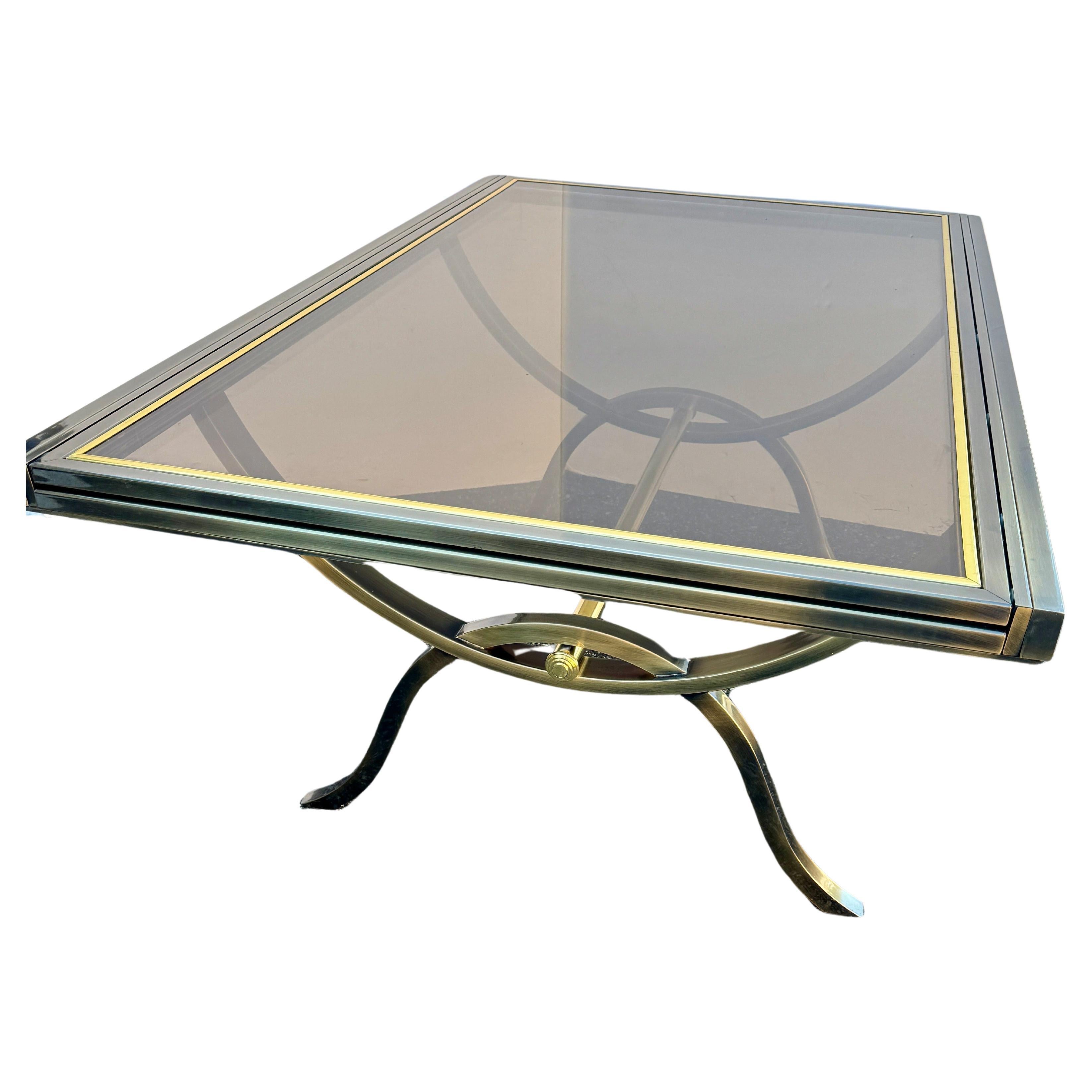 American Mid-Century Brass and Glass Dining Table Milo Baughman for DIA 