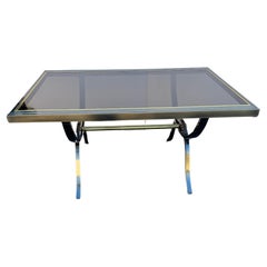 Mid-Century Brass and Glass Dining Table Milo Baughman for DIA