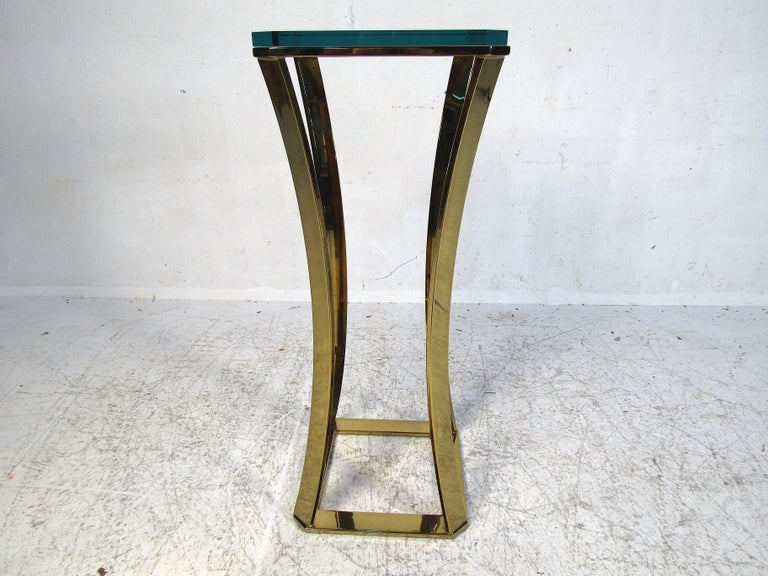 Midcentury Brass and Glass Display Pedestal For Sale at 1stDibs glass pedestals for sale