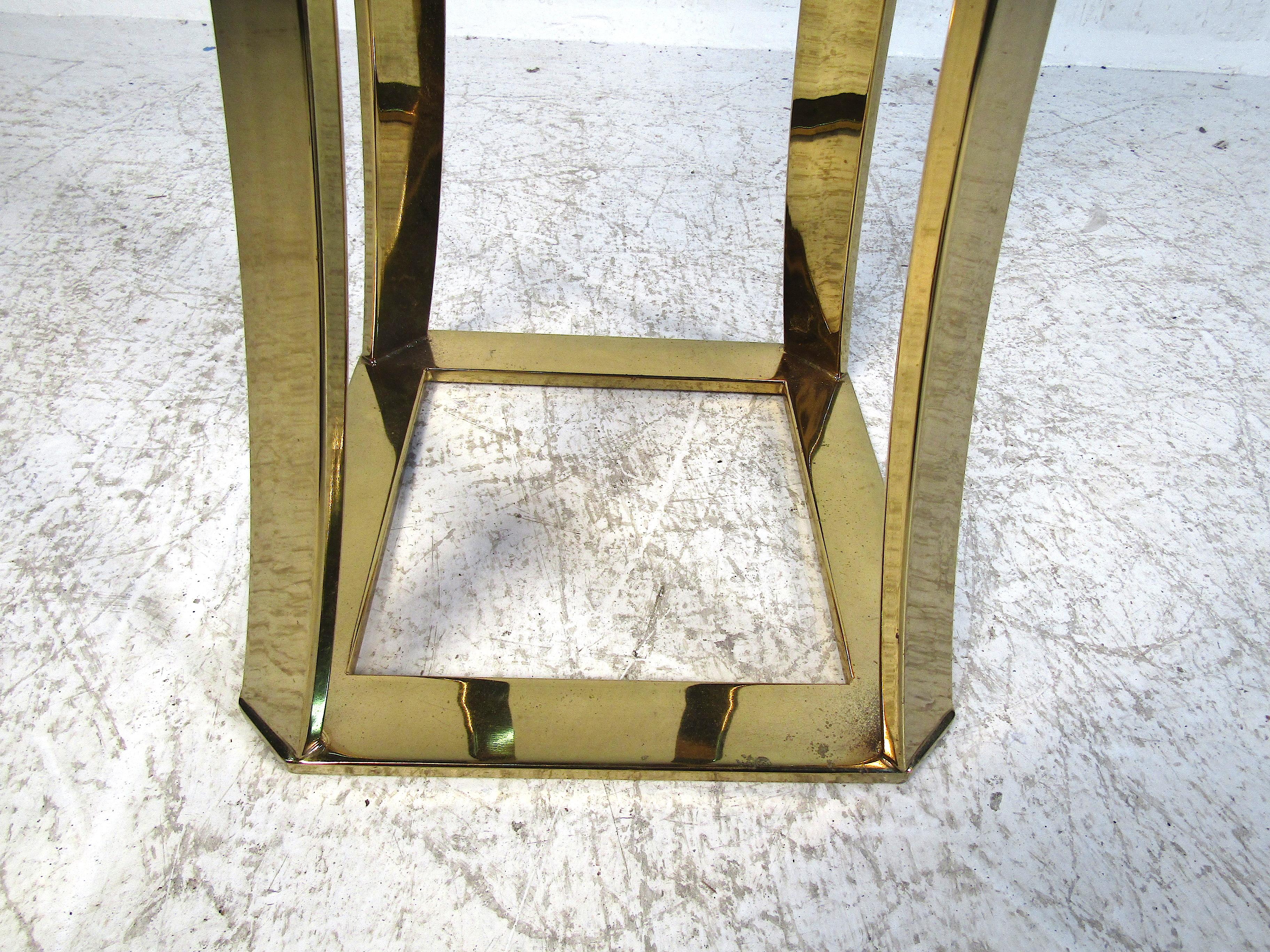 Midcentury Brass and Glass Display Pedestal For Sale 2