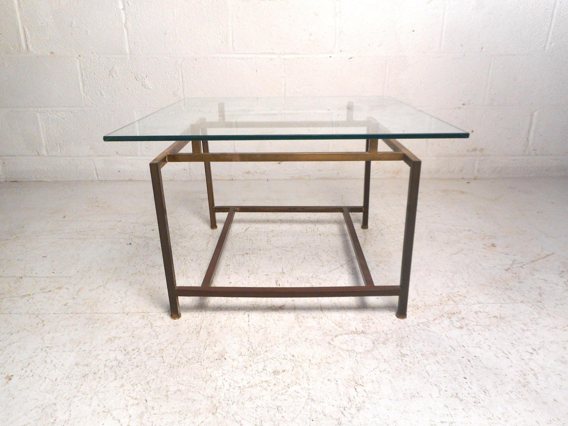 brass and glass end table