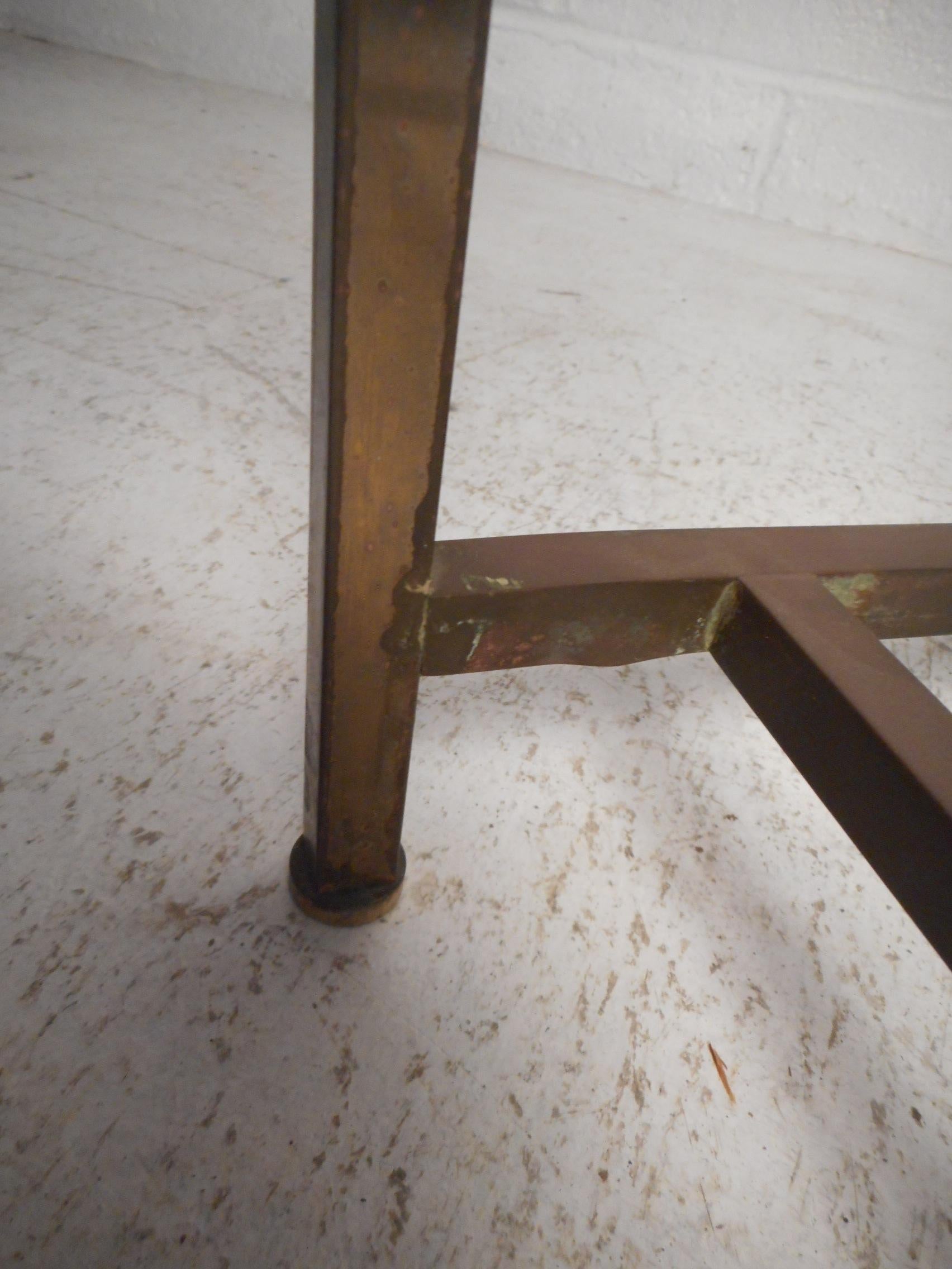 Midcentury Brass and Glass End Table after Harvey Probber 1