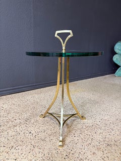 Mid-Century Brass and Glass End Table
