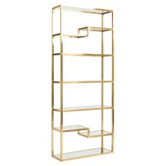 Vintage Mid-Century Brass and Glass Etagère
