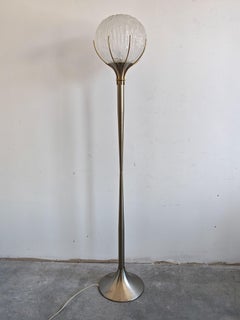 Mid Century Brass and Glass Floor Lamp by Angelo Brotto for Esperia, Italy 1960s