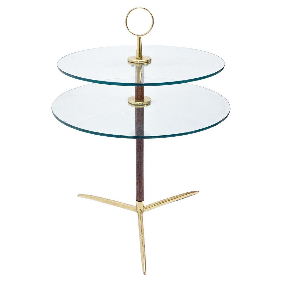 Mid-Century Brass and Glass Italian Side Table, 1960s