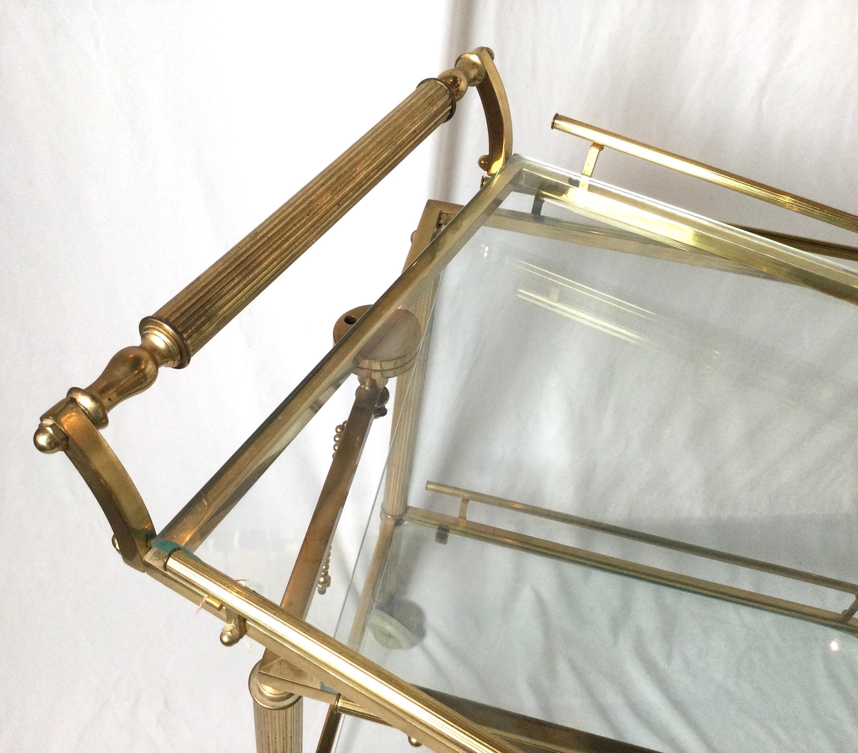 Midcentury Brass and Glass Italian Swing Out Bar Cart 6