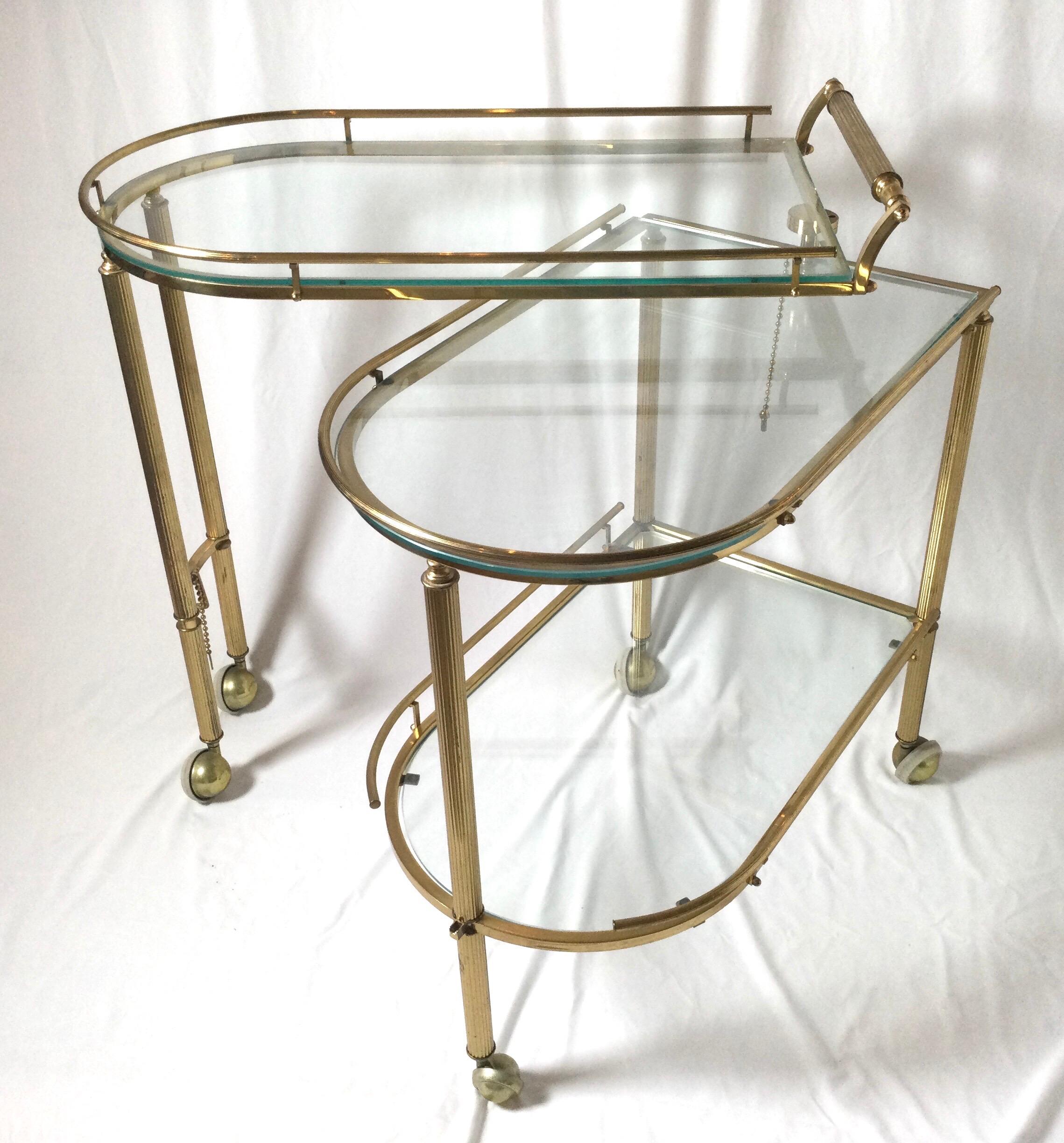 Midcentury Brass and Glass Italian Swing Out Bar Cart 1