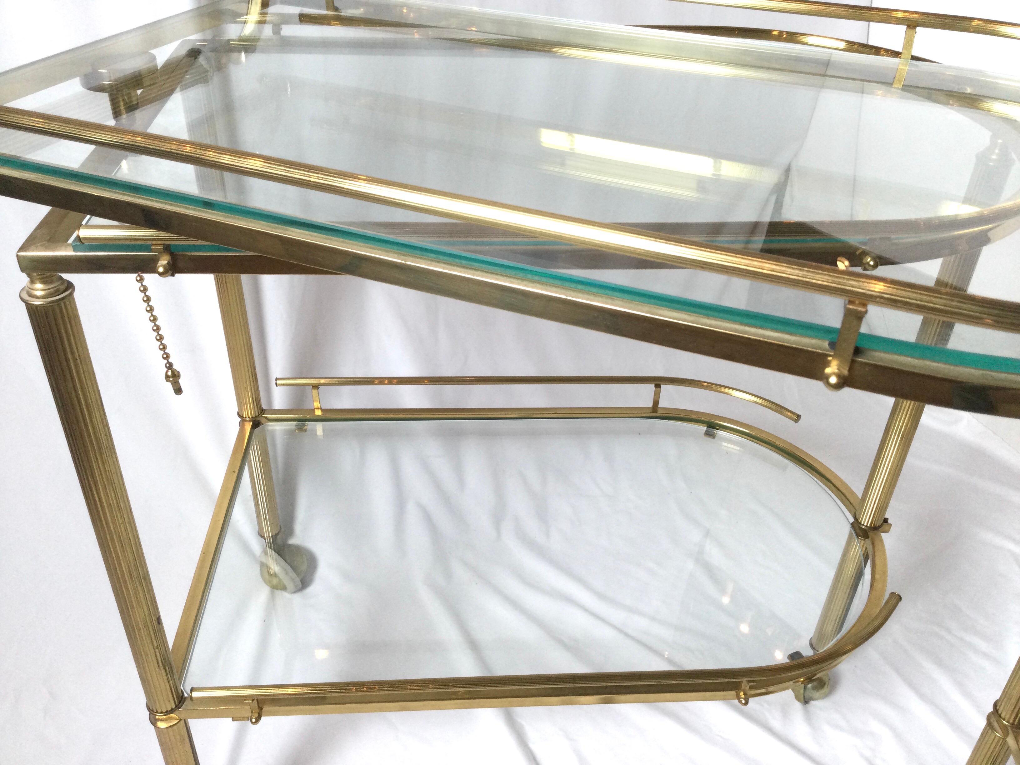 Midcentury Brass and Glass Italian Swing Out Bar Cart 2