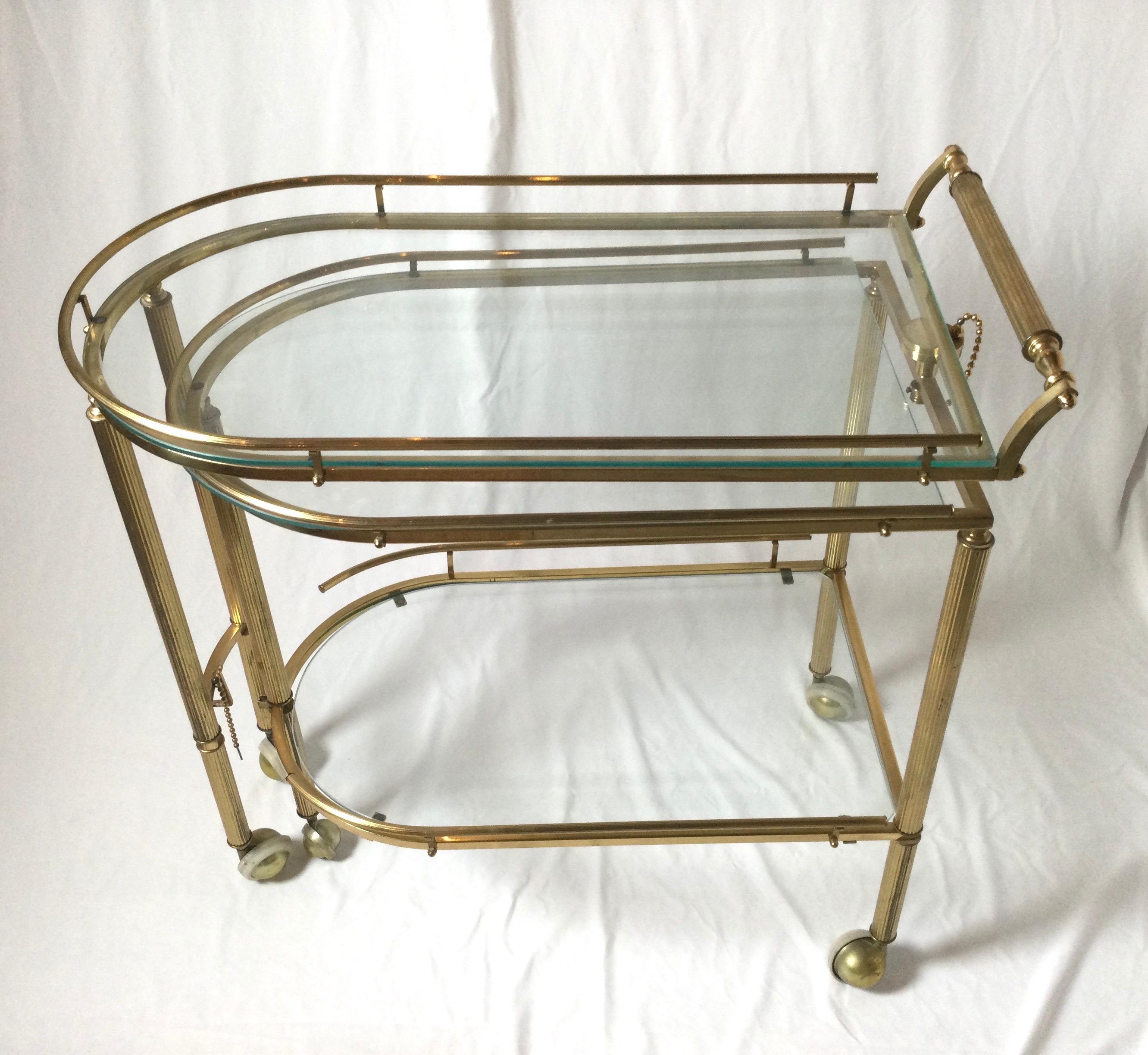 Midcentury Brass and Glass Italian Swing Out Bar Cart 5