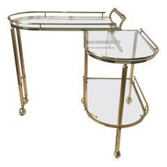 Midcentury Brass and Glass Italian Swing Out Bar Cart