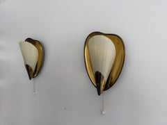 Mitte des Jahrhunderts Messing und Glas Paar Wandleuchten, 1950er Jahre, Deutschland
