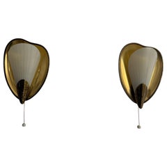 Mitte des Jahrhunderts Messing und Glas Paar Wandleuchten, 1950er Jahre, Deutschland